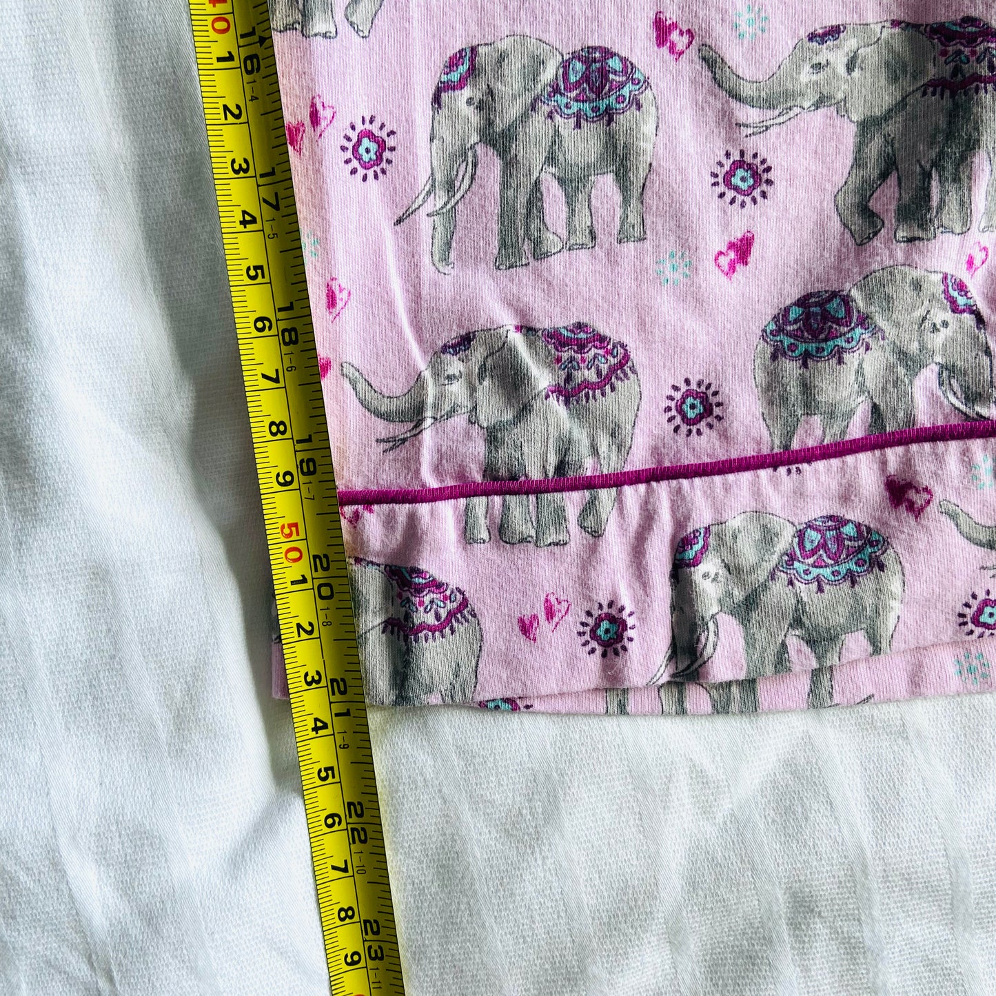TU | Pink Indian Elephant Two Piece Pyjama Set | Button-Down Shirt & Crop Pant | Size 16