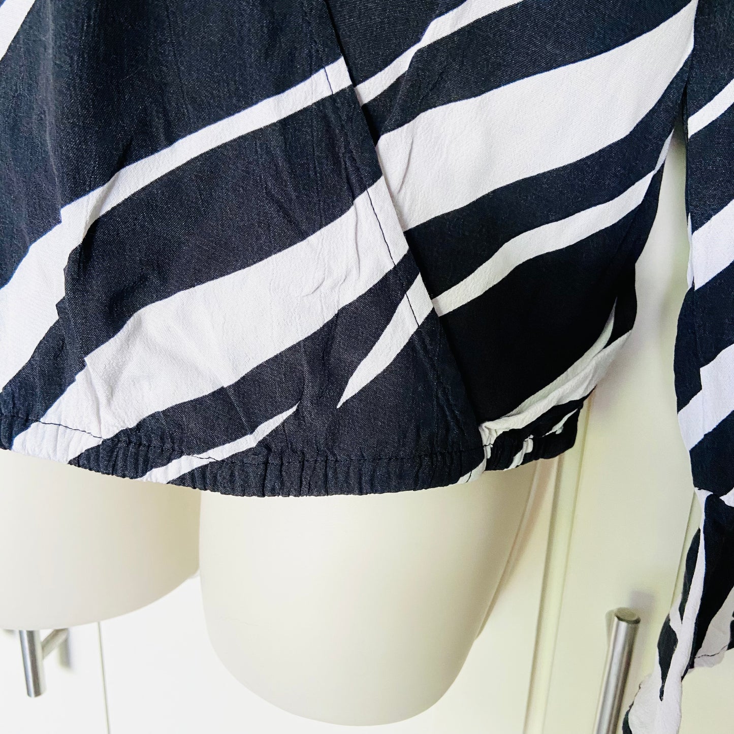 Sosander | White & Black | Abstract Zebra Print | Wrap Front Blouse | Size 14