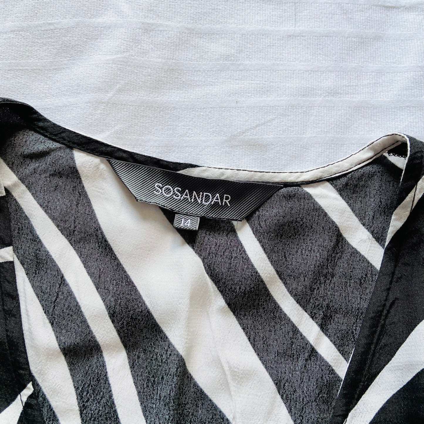 Sosander | White & Black | Abstract Zebra Print | Wrap Front Blouse | Size 14