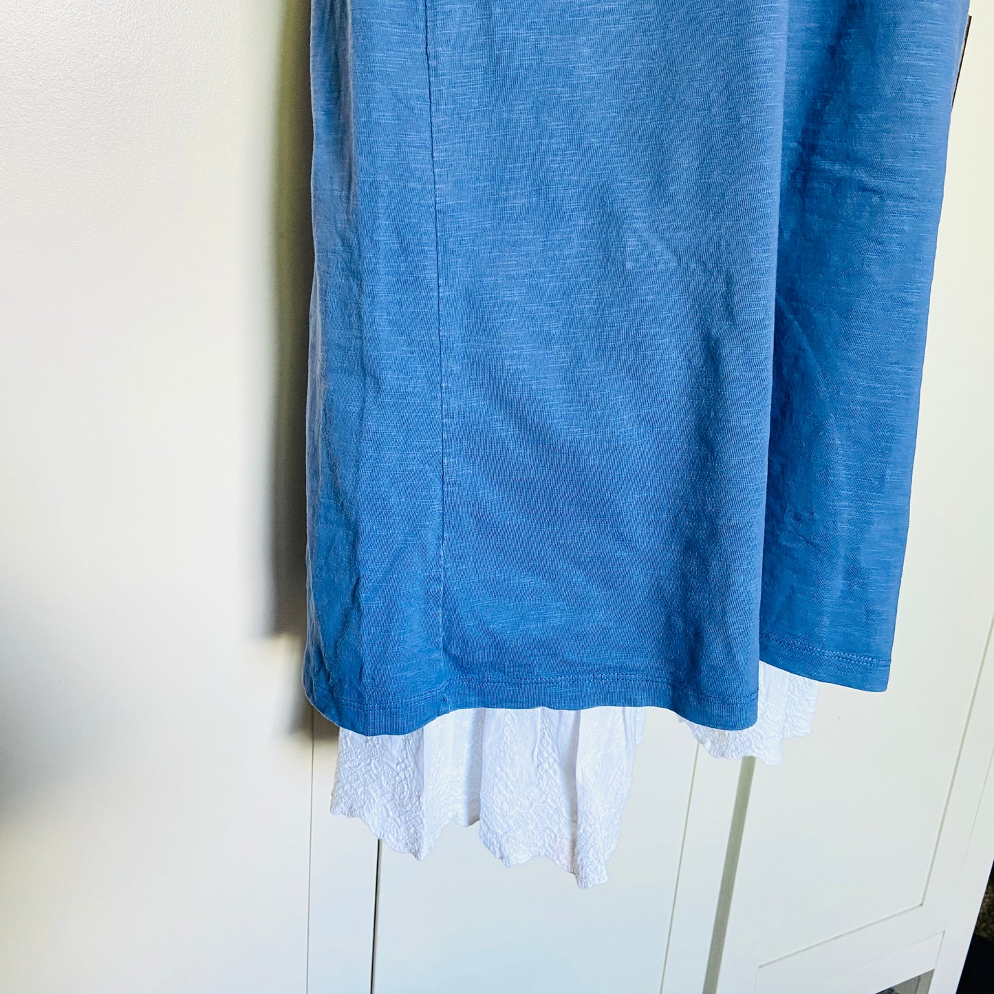 Laura Ashley | Cornflower Blue | Jersey 100% Cotton | Summer Lace Trim Midi Dress | Size 10