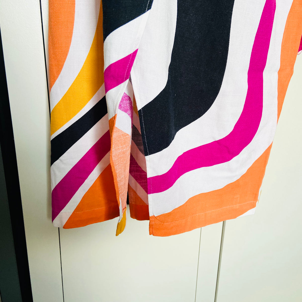 FW Bridge | Multicolour (Pink, Orange, White, Black) | Wave Stripe Midi Wrap Skirt | Tie Waist | Size 20