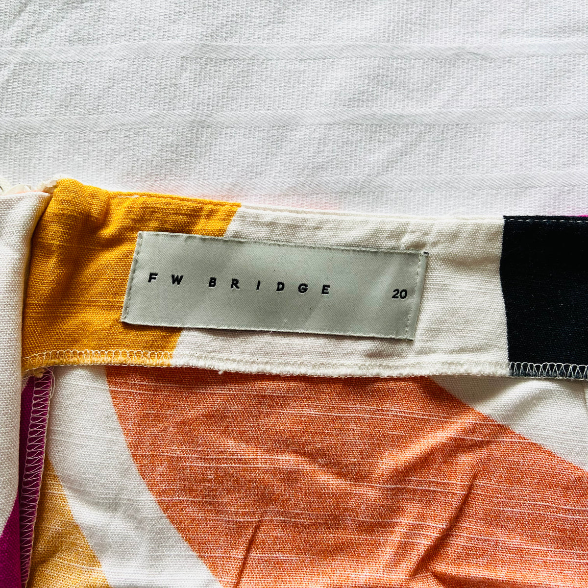 FW Bridge | Multicolour (Pink, Orange, White, Black) | Wave Stripe Midi Wrap Skirt | Tie Waist | Size 20