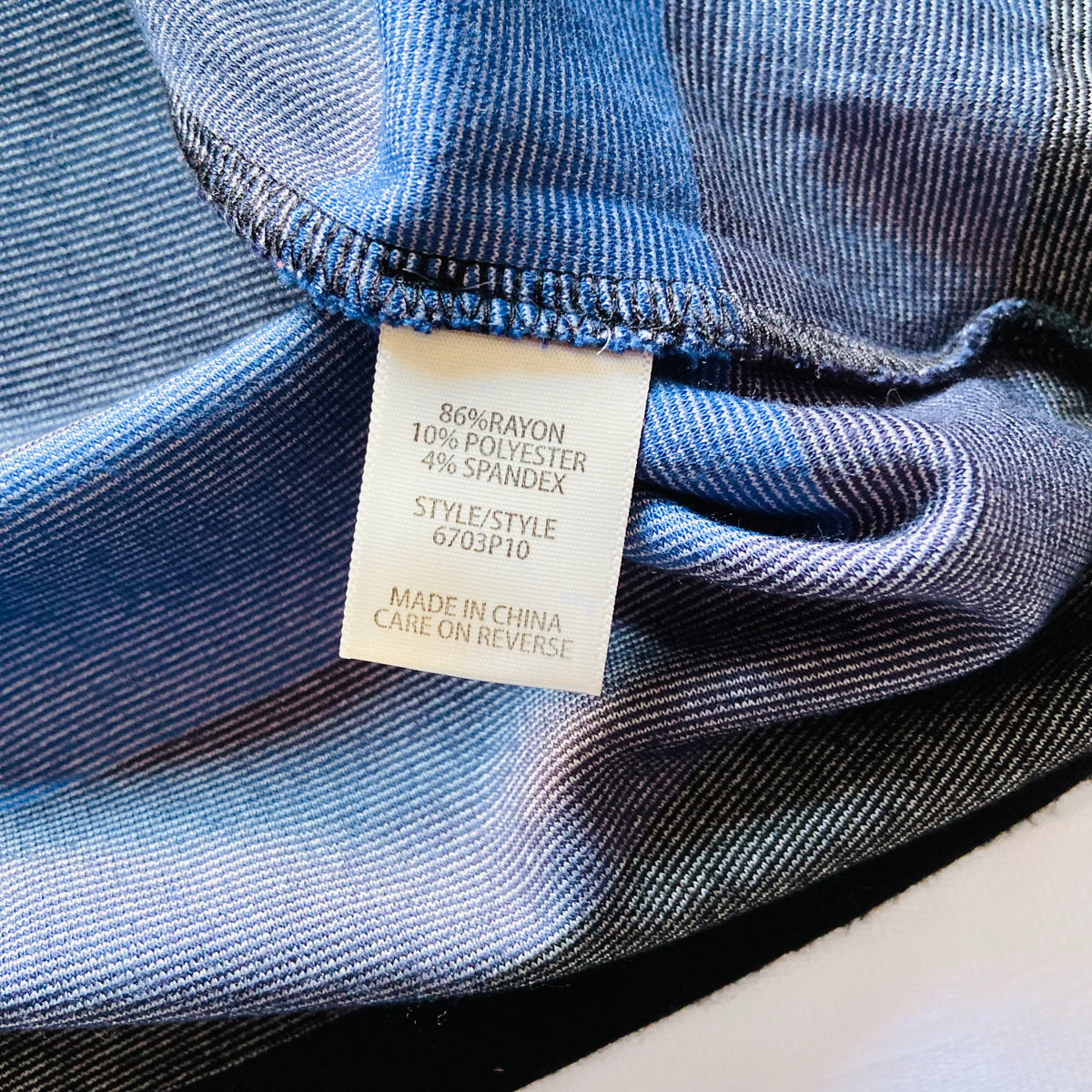 Max Studio Designer | Blue, Navy & Grey | Striped Stretch Midi Pencil Wiggle Skirt | Size Large