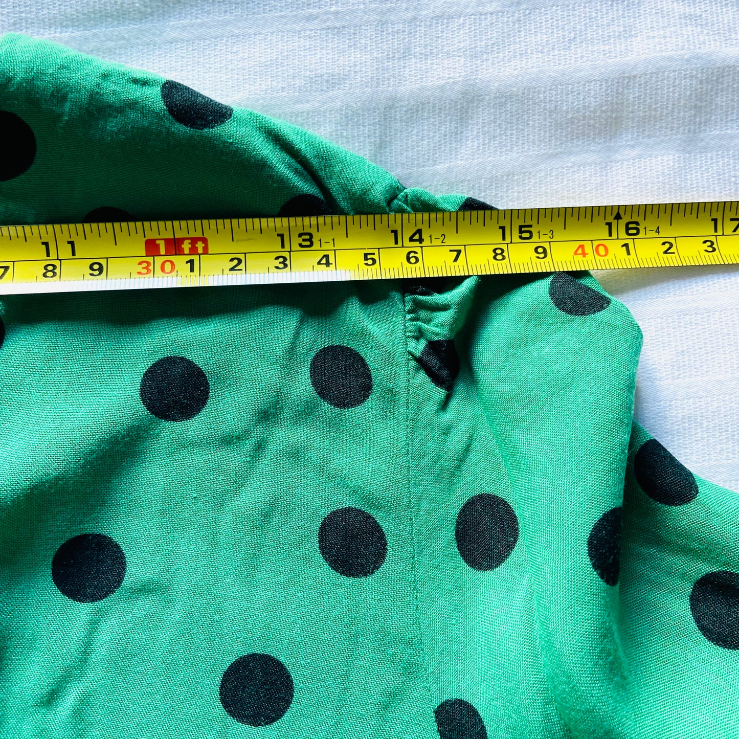 Miss Selfridge Petite | Green & Black Polkadot | Button Front Midi Tea Dress | Long Sleeve | Size 10