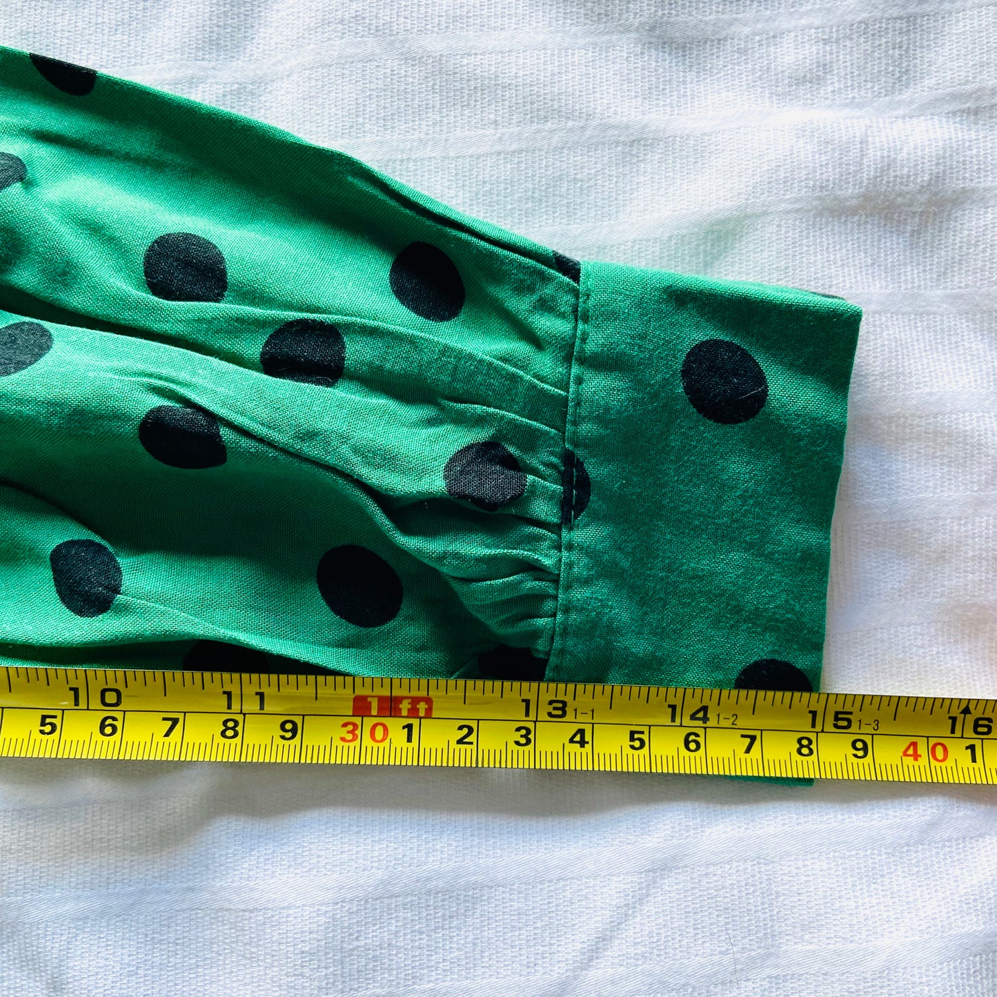 Miss Selfridge Petite | Green & Black Polkadot | Button Front Midi Tea Dress | Long Sleeve | Size 10