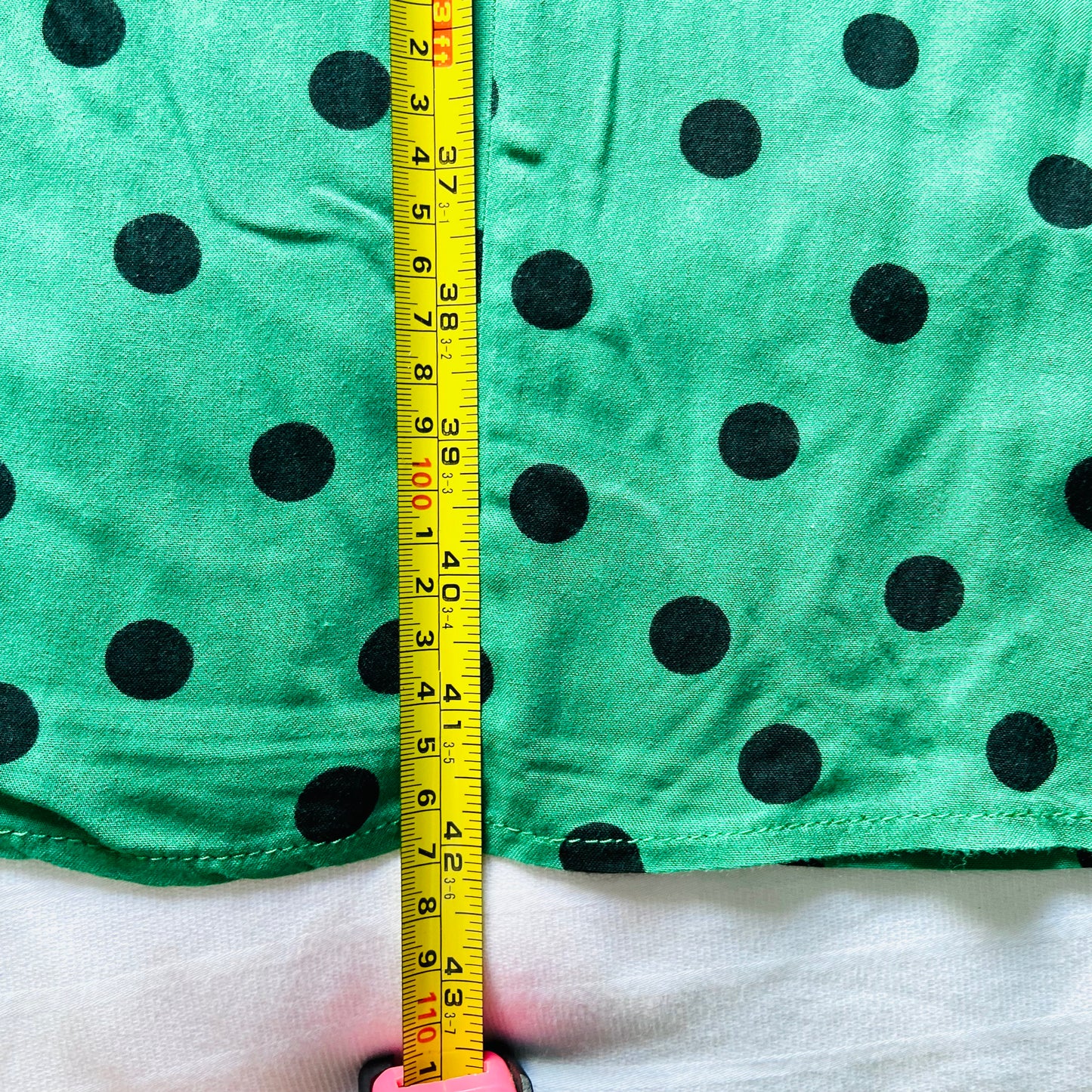 Miss Selfridge Petite | Green & Black Polkadot | Button Front Midi Tea Dress | Long Sleeve | Size 10