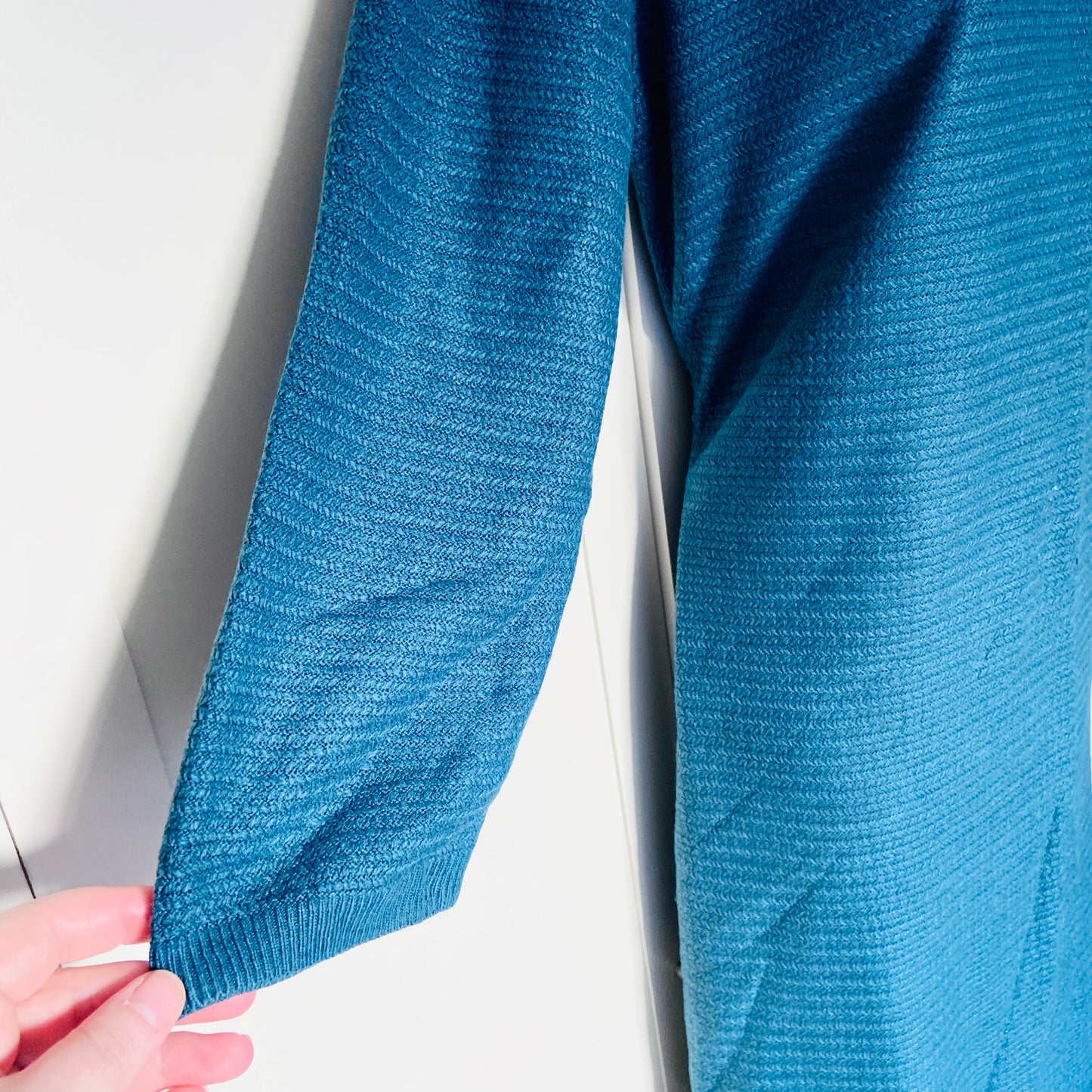 Fat Face | Teal Blue | Simone Textured Knit Skater Jumper Dress | 3/4 sleeve | Size 14