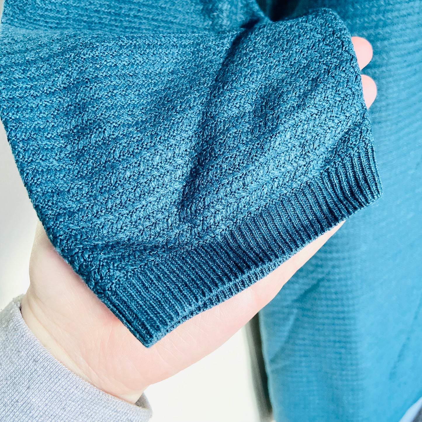 Fat Face | Teal Blue | Simone Textured Knit Skater Jumper Dress | 3/4 sleeve | Size 14