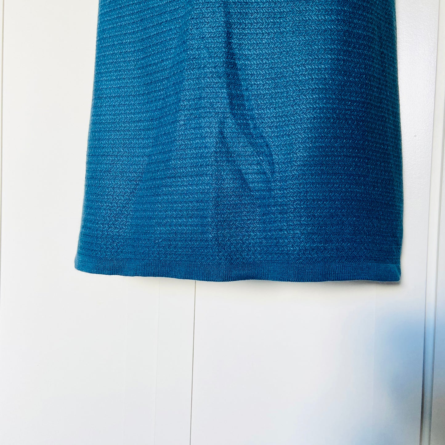 Fat Face | Teal Blue | Simone Textured Knit Skater Jumper Dress | 3/4 sleeve | Size 14
