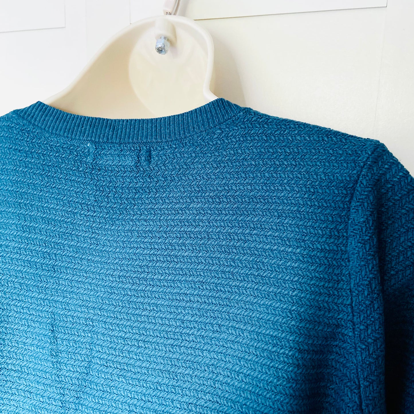Fat Face | Teal Blue | Simone Textured Knit Skater Jumper Dress | 3/4 sleeve | Size 14