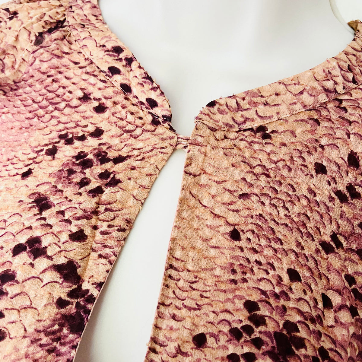 Massimo Dutti | Snakeprint Tan Brown Nude | Keyhole Belted Midi Tea Dress | Lightweight | Size 10 | NEW