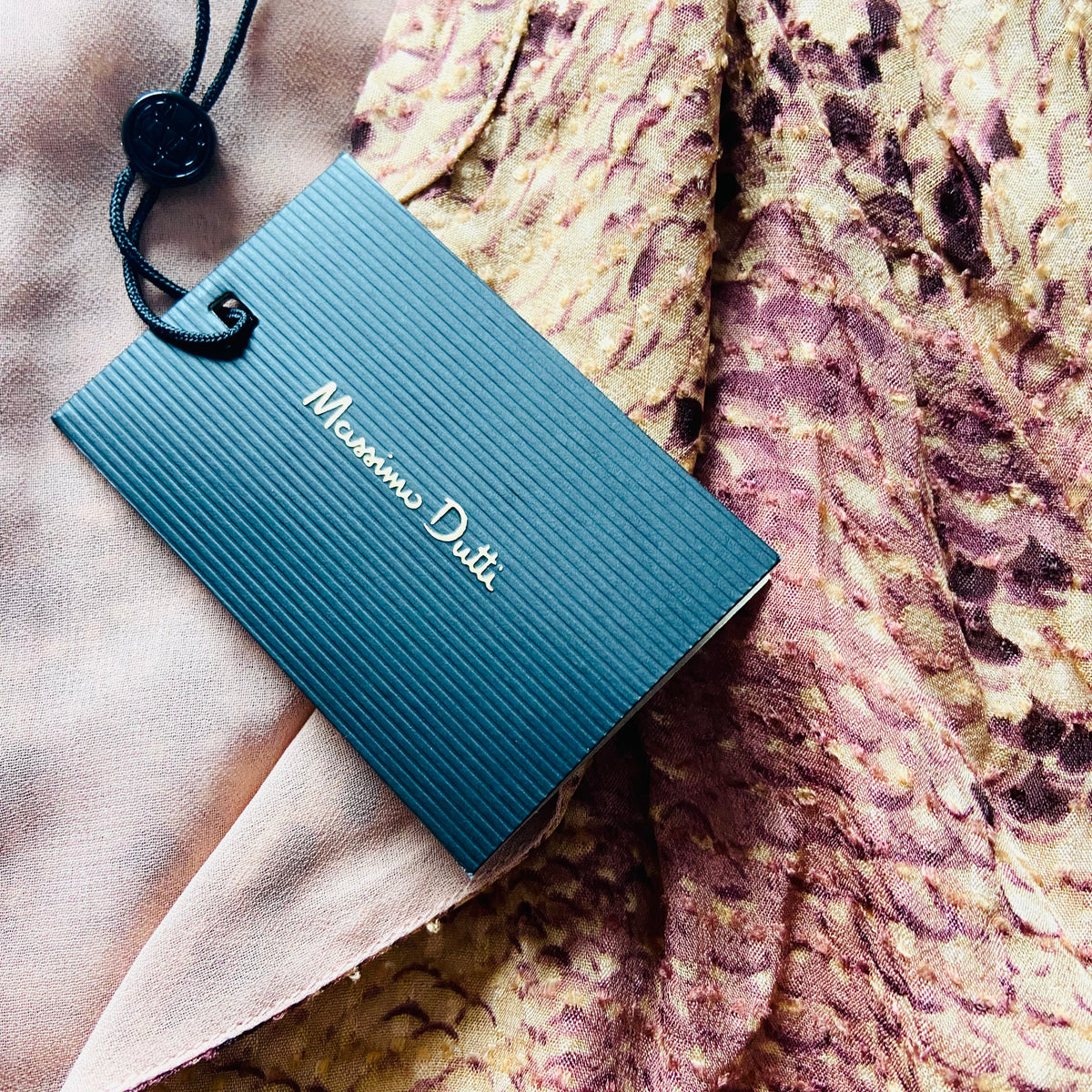 Massimo Dutti | Snakeprint Tan Brown Nude | Keyhole Belted Midi Tea Dress | Lightweight | Size 10 | NEW