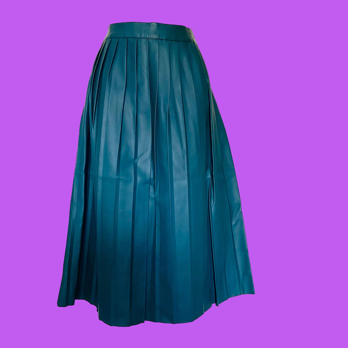 TU | Dark Forest Green | Faux Leather | Pleated Midi Skirt | Size 8 | NEW