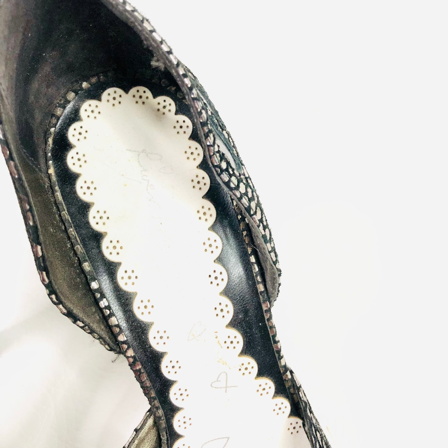 River Island Retro 50s Style Metallic Silver & Grey Peep Toe Heels Size 5 (38)
