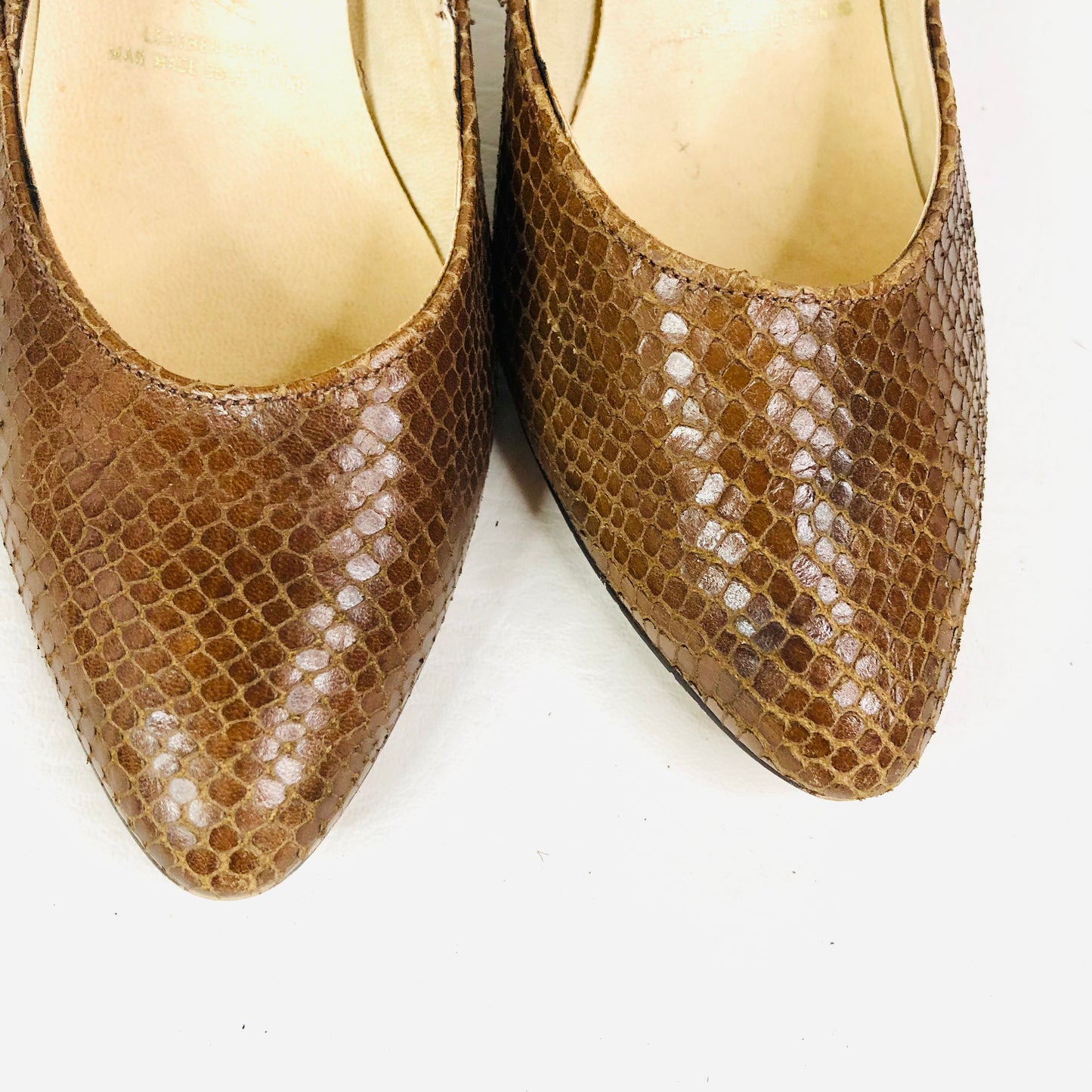 Lotus City Girl 1950s Brown Snakeskin Leather Heels Court Shoes Size 4.5 - Vintage