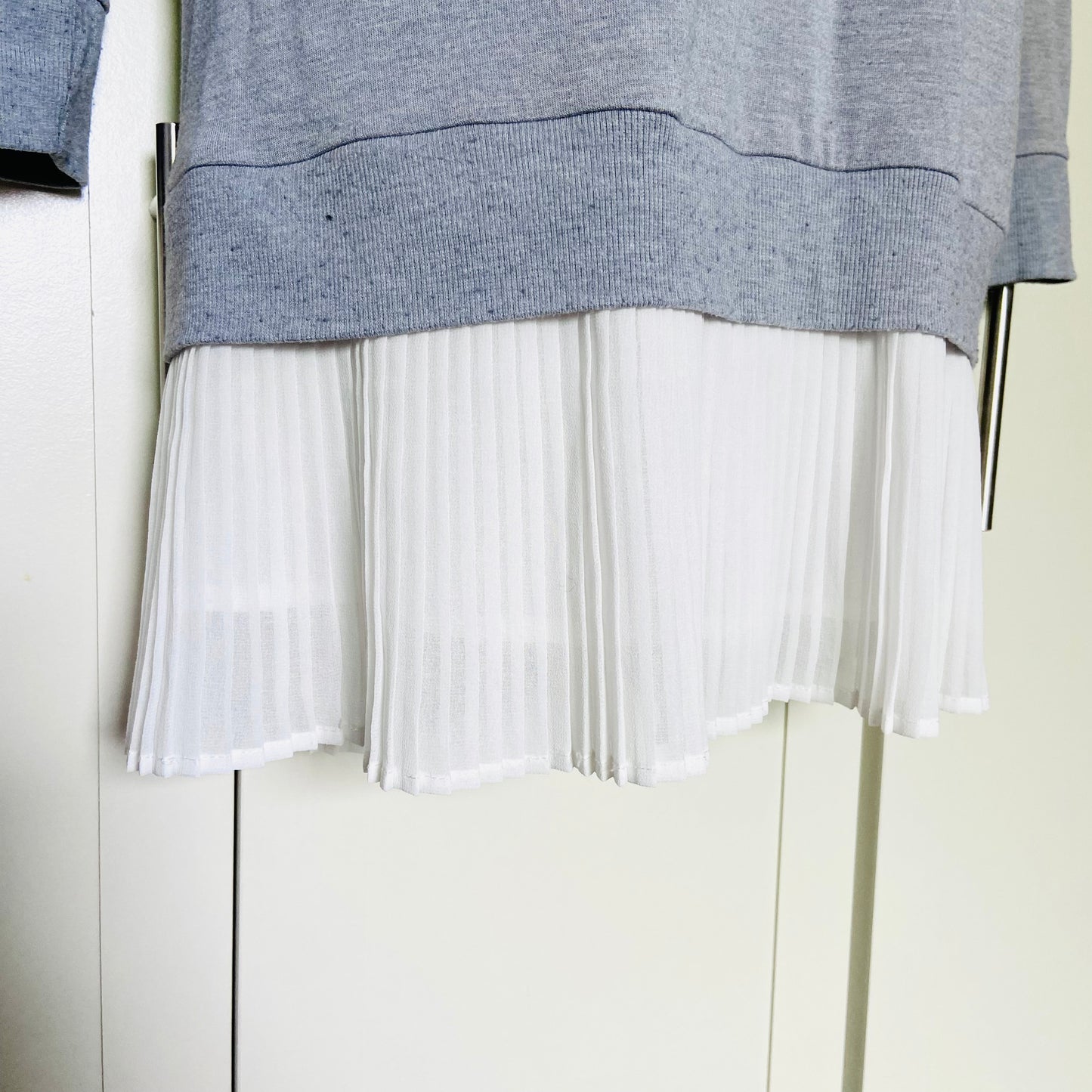 Cynthia Rowley | Grey | Sweatshirt Jumper Tunic Dress | Pleated White Skirt | Long Sleeve | Size Medium