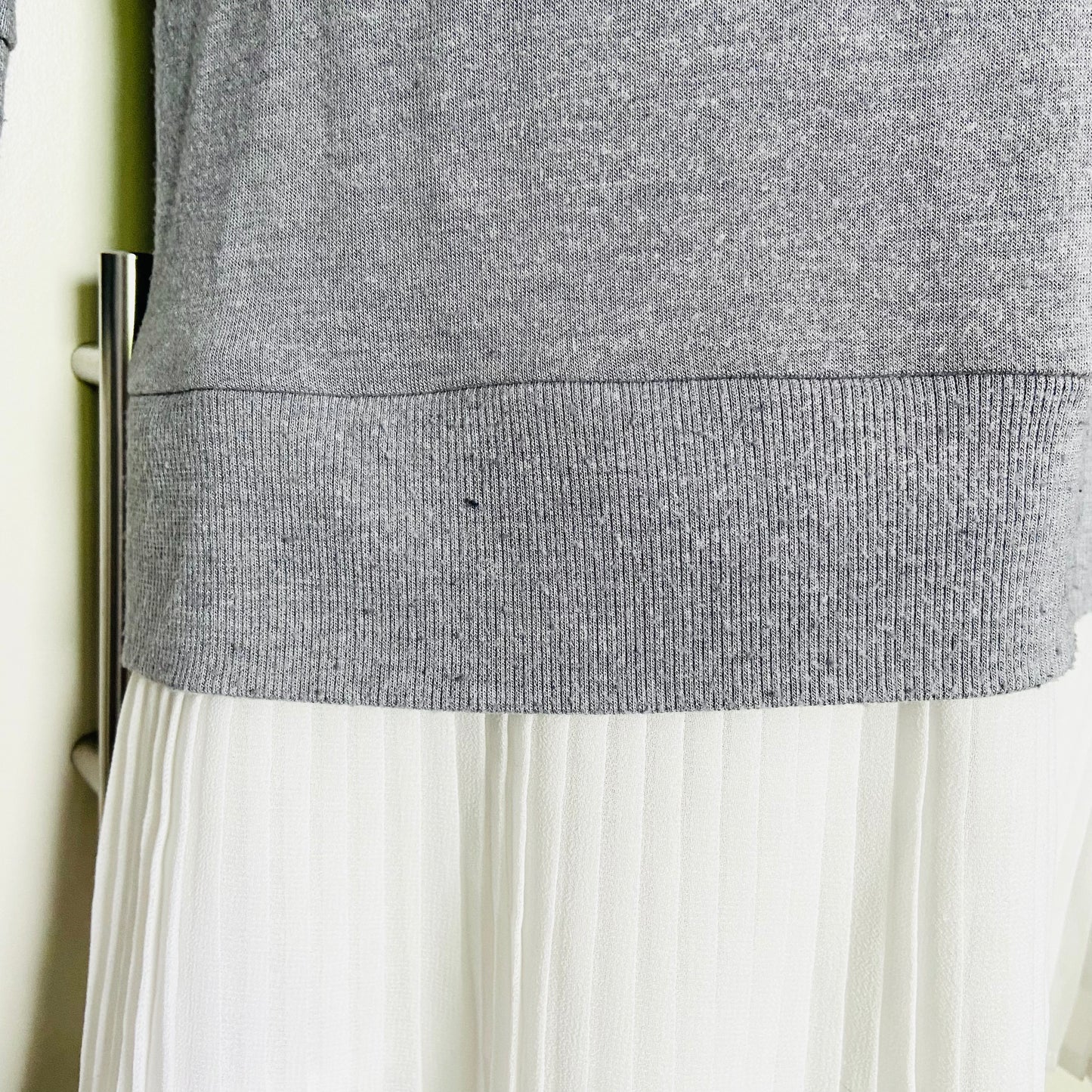 Cynthia Rowley | Grey | Sweatshirt Jumper Tunic Dress | Pleated White Skirt | Long Sleeve | Size Medium
