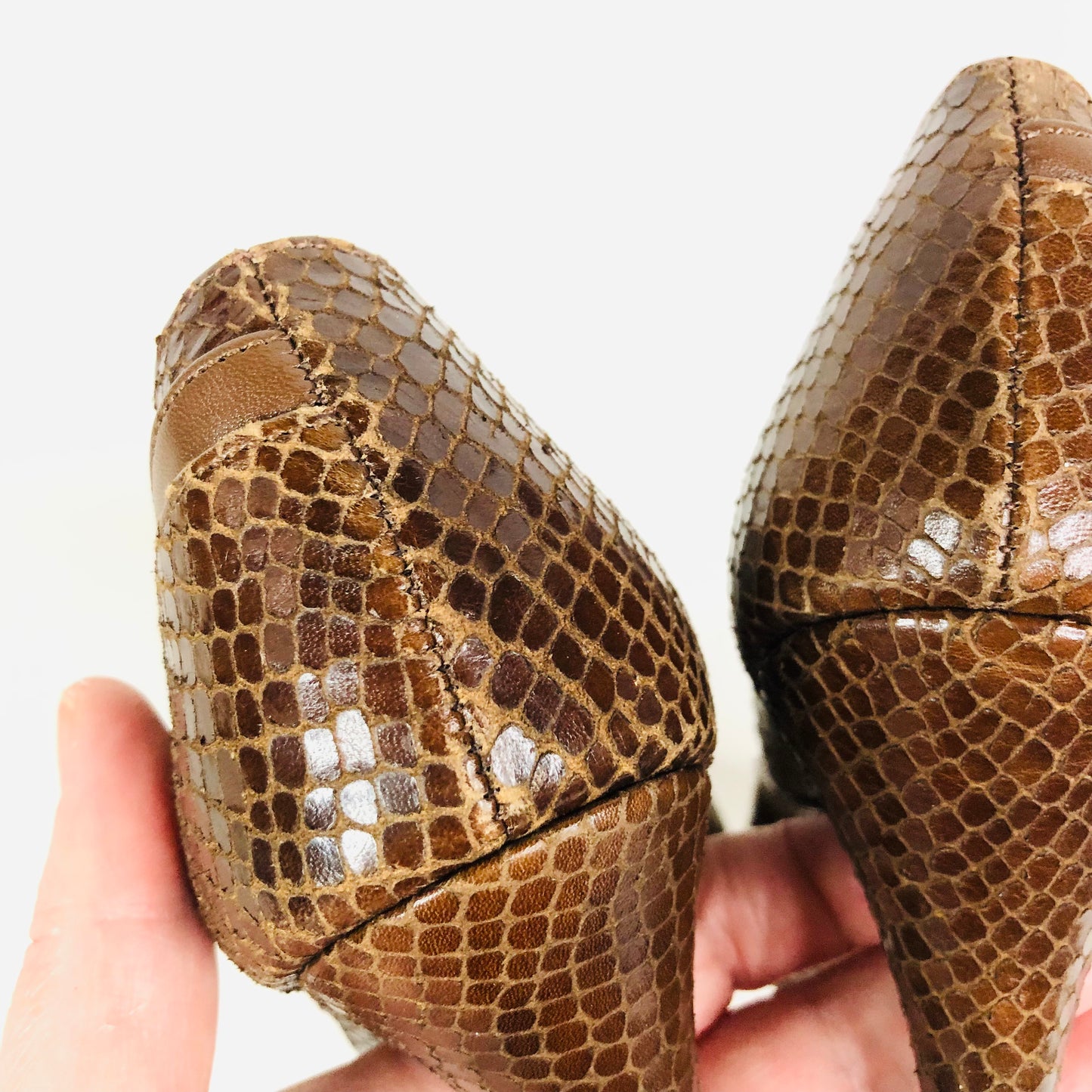Lotus City Girl 1950s Brown Snakeskin Leather Heels Court Shoes Size 4.5 - Vintage