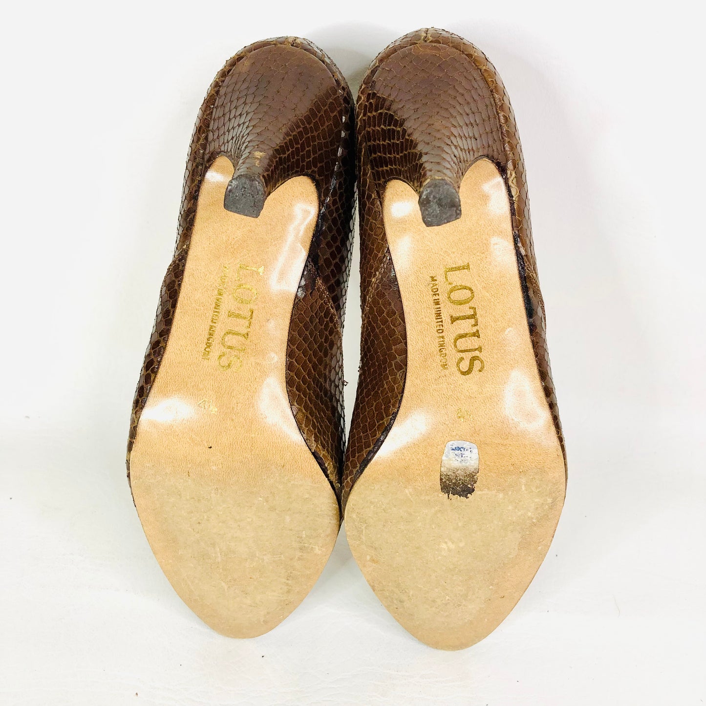 Lotus City Girl 1950s Brown Snakeskin Leather Heels Court Shoes Size 4.5 - Vintage
