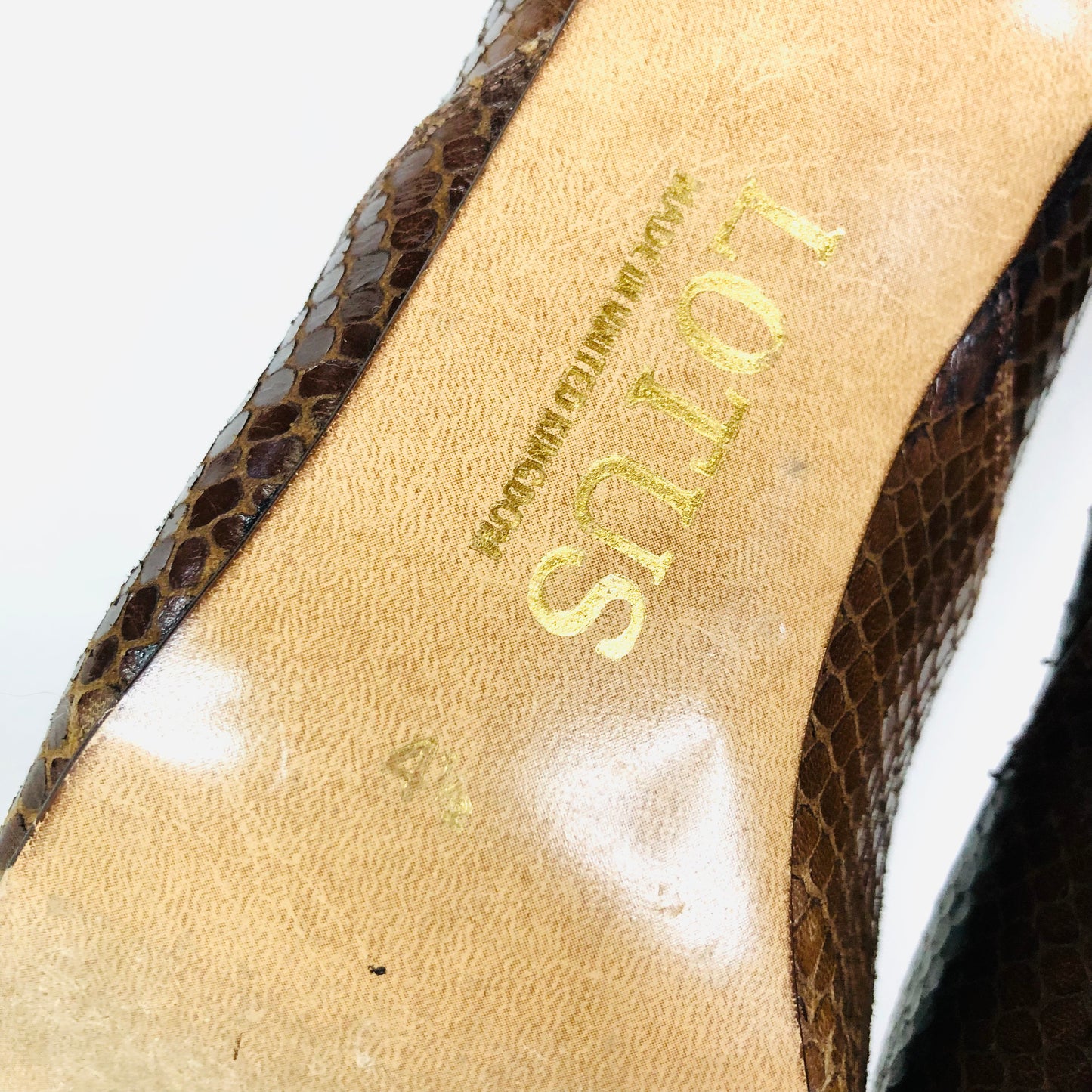 Lotus City Girl 1950s Brown Snakeskin Leather Heels Court Shoes Size 4.5 - Vintage
