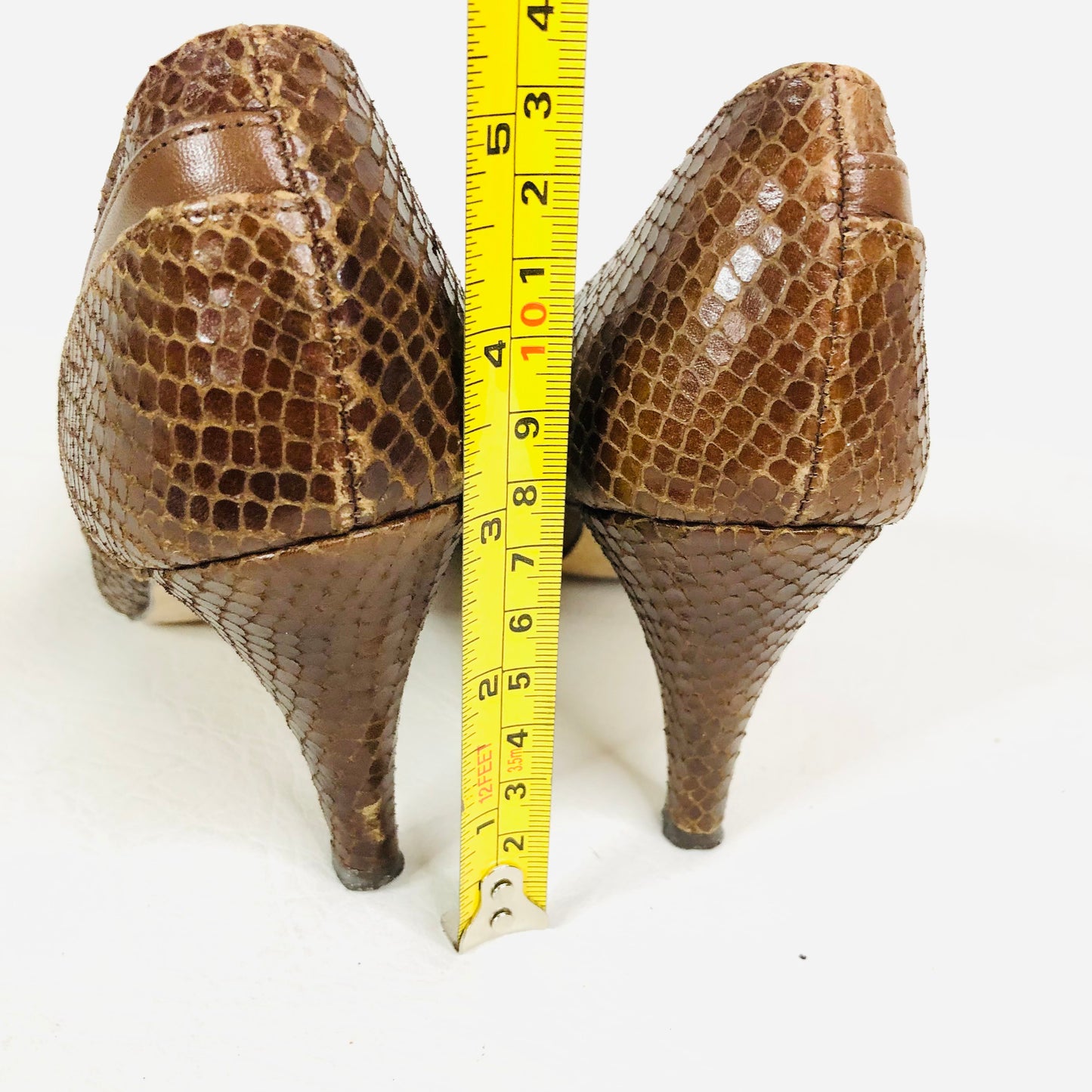 Lotus City Girl 1950s Brown Snakeskin Leather Heels Court Shoes Size 4.5 - Vintage