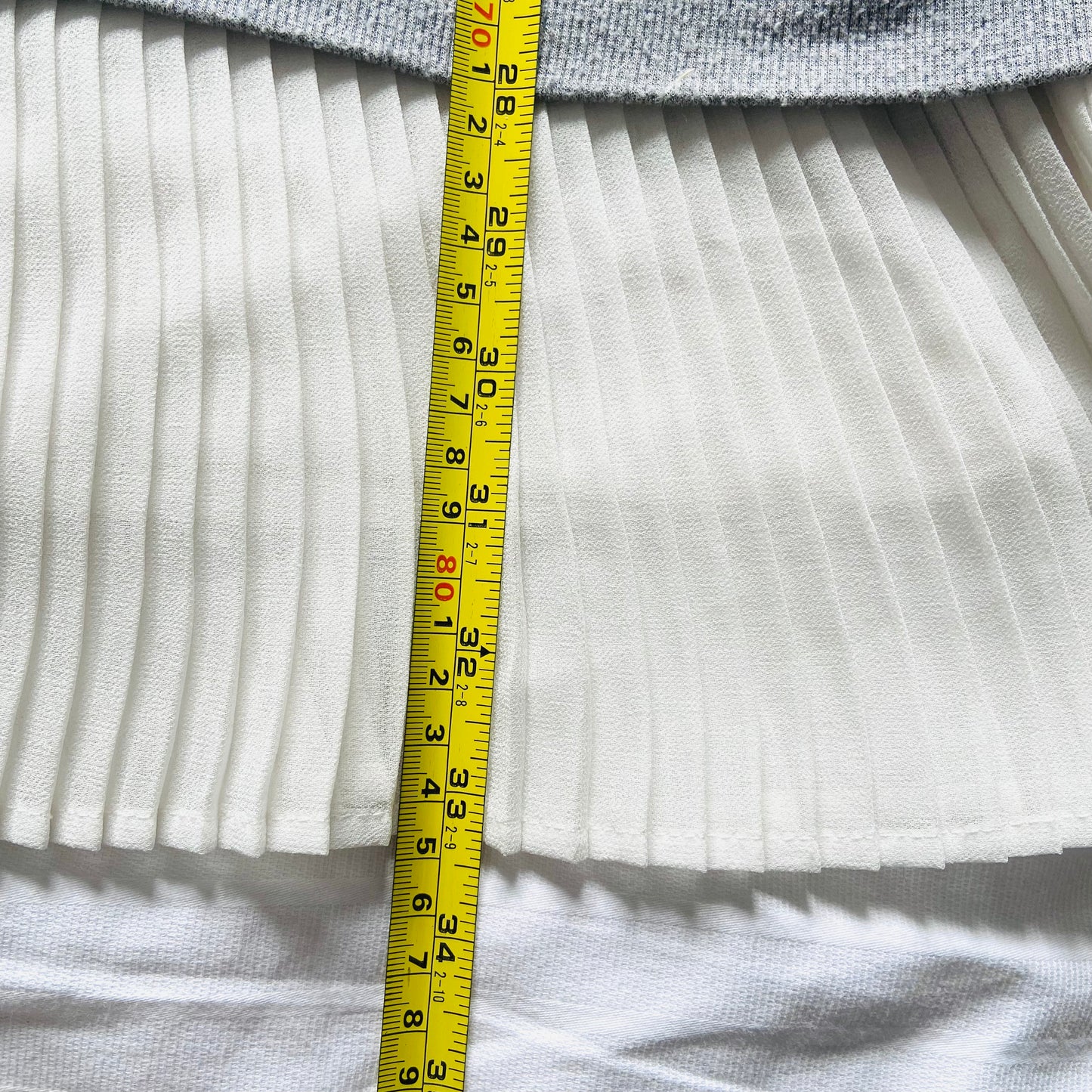 Cynthia Rowley | Grey | Sweatshirt Jumper Tunic Dress | Pleated White Skirt | Long Sleeve | Size Medium