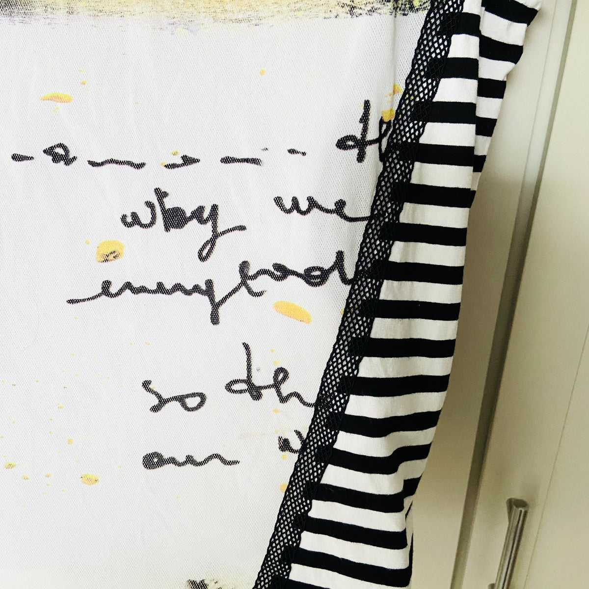 Fred Sabatier | Black White Yellow | Y2K Retro | Double Lined Mesh Sleeveless Top | Size 46 (UK 12/14)