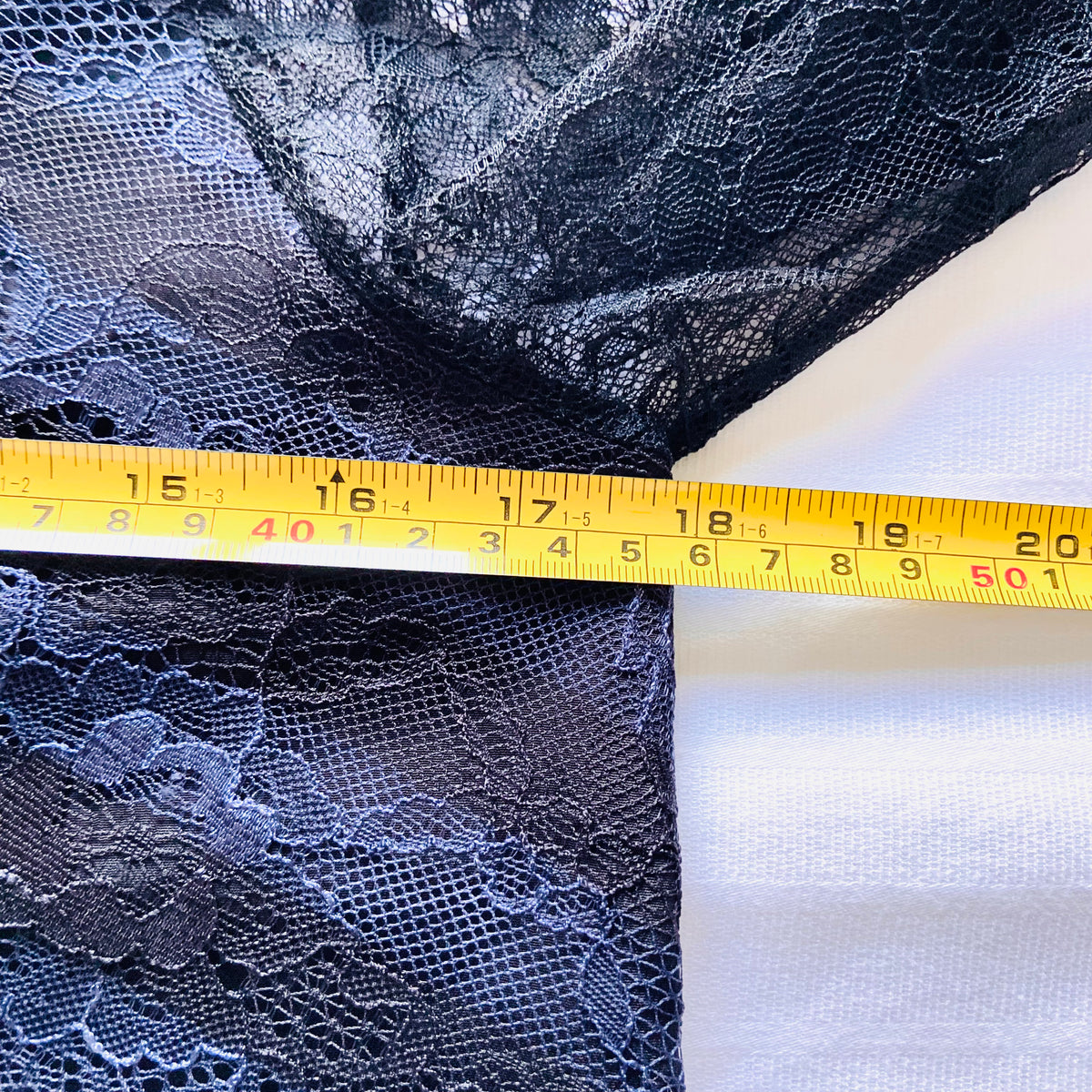 Zara | Black & Navy Blue | Lace Crepe | High Neck Long Sleeve Mini Dress | Size Medium