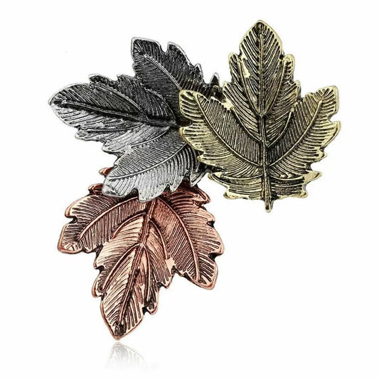 Costume Jewellery Lovely vintage look maple leaf brooch suit coat pin collar Gold Silver Bronze