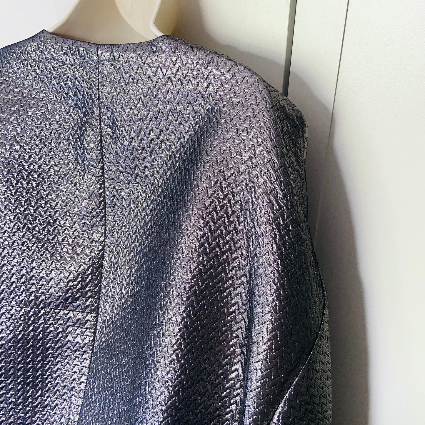 Jaeger (M&S) | Silver Grey | Metallic Chevron-Textured Fabric | Bomber Jacket | Size 18 | NEW | RRP £135