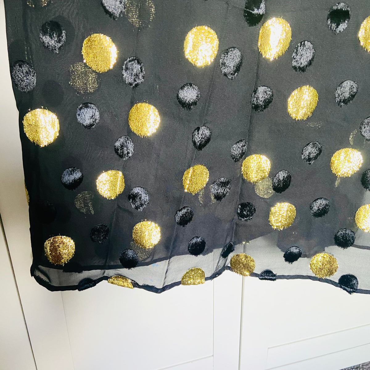 Jaeger (M&S) | Black & Gold Polka Dot | Blouson Sleeve Midi Column Dress | Size 10 | NEW | RRP £135