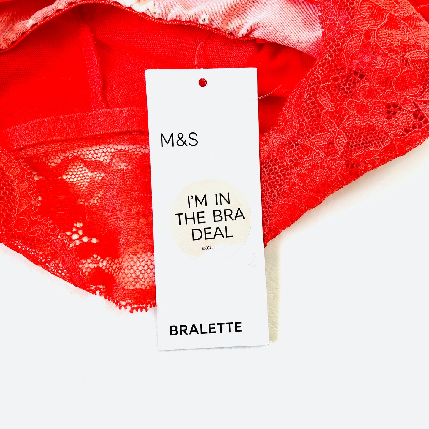 M&S Red Floral Lace Trim Non Wired Bralette Bra Size 6 NEW