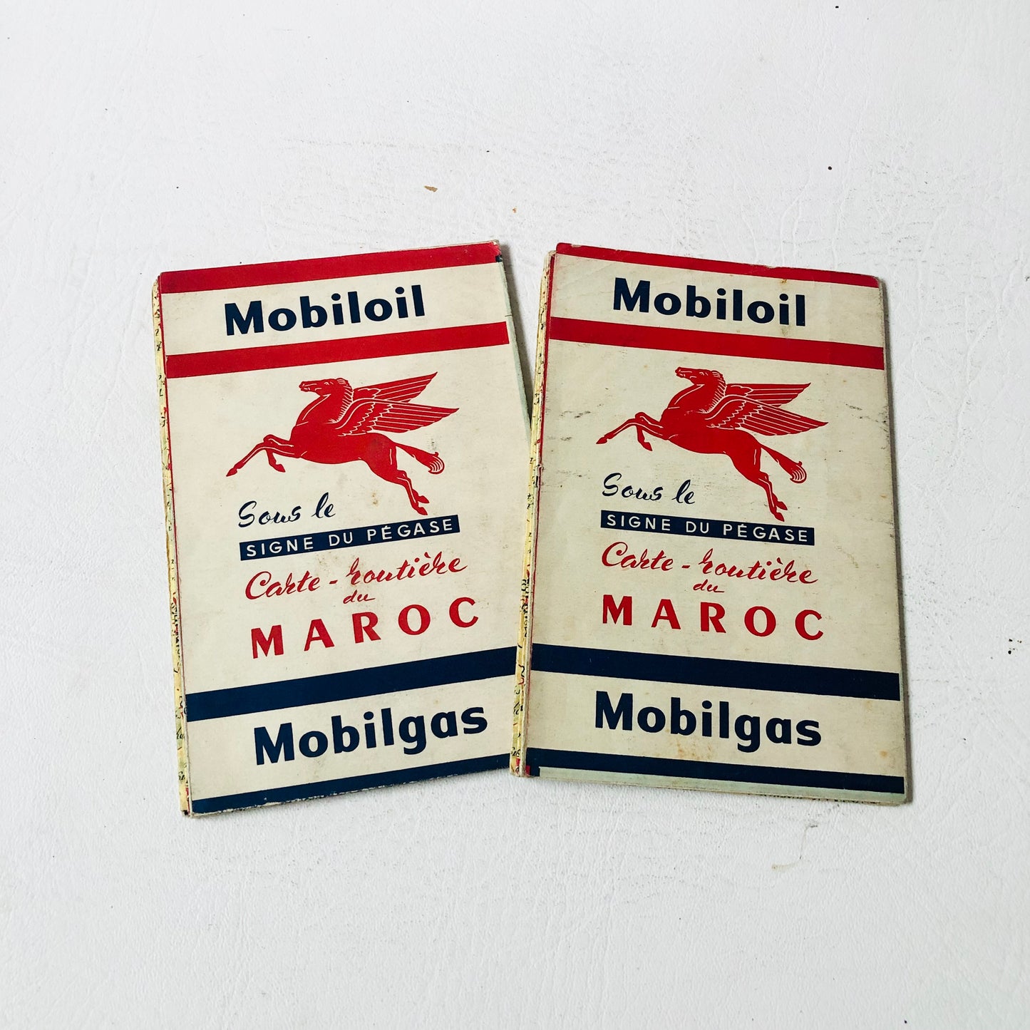 Vintage Moroccan 2x Mobilgas/Mobiloil Pegasus Road Maps Trips (Maroc) 1930s-1950