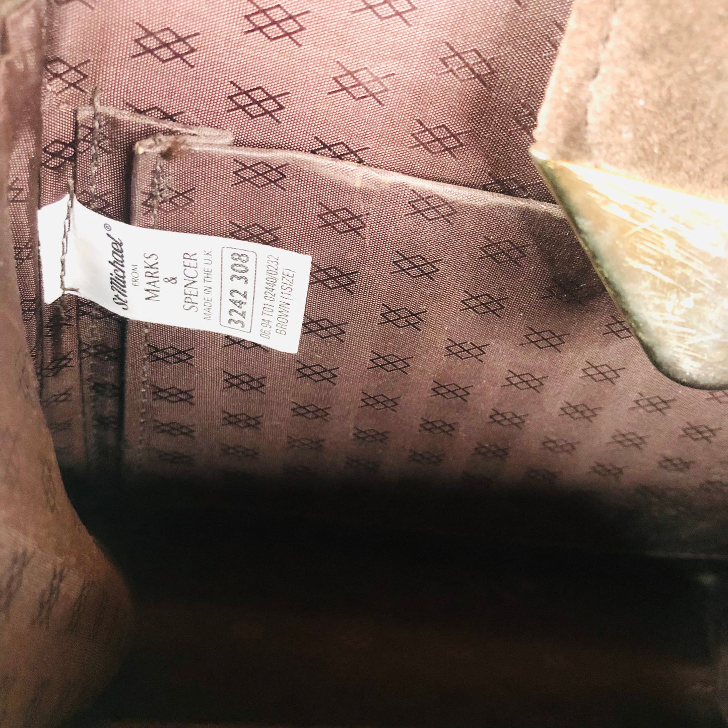 St Michael From Marks & Spencer Retro Brown Faux Suede Box Handbag Crossbody