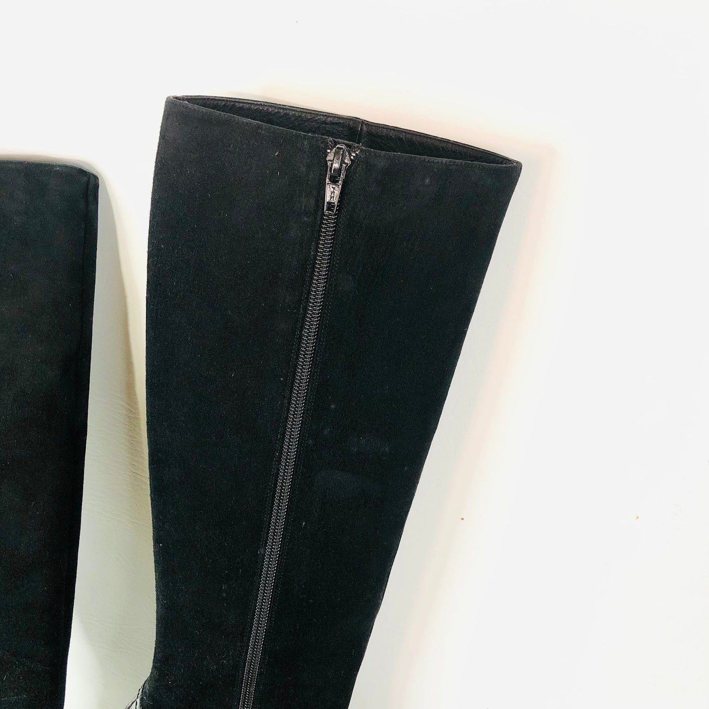 LK Bennett Black Suede Leather With Patent Snakeskin Knee Boots Size 38 (Uk 5)