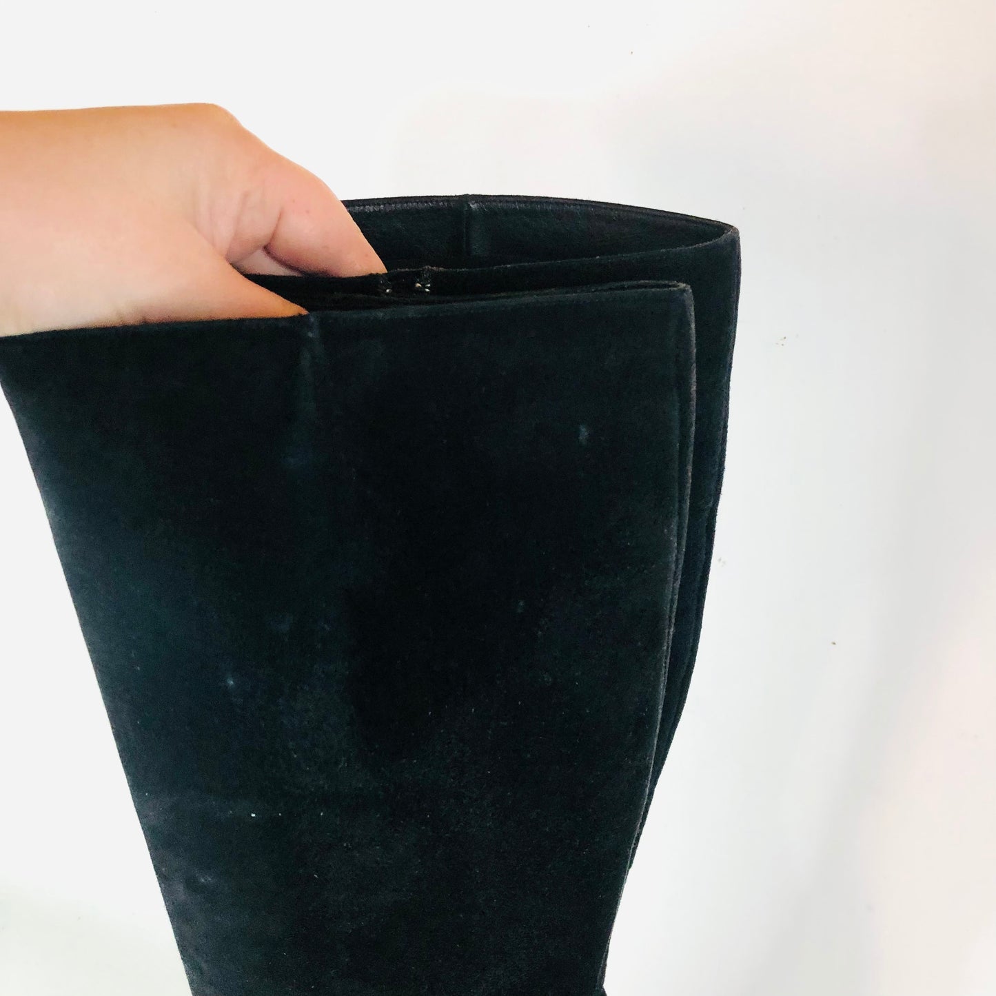 LK Bennett Black Suede Leather With Patent Snakeskin Knee Boots Size 38 (Uk 5)