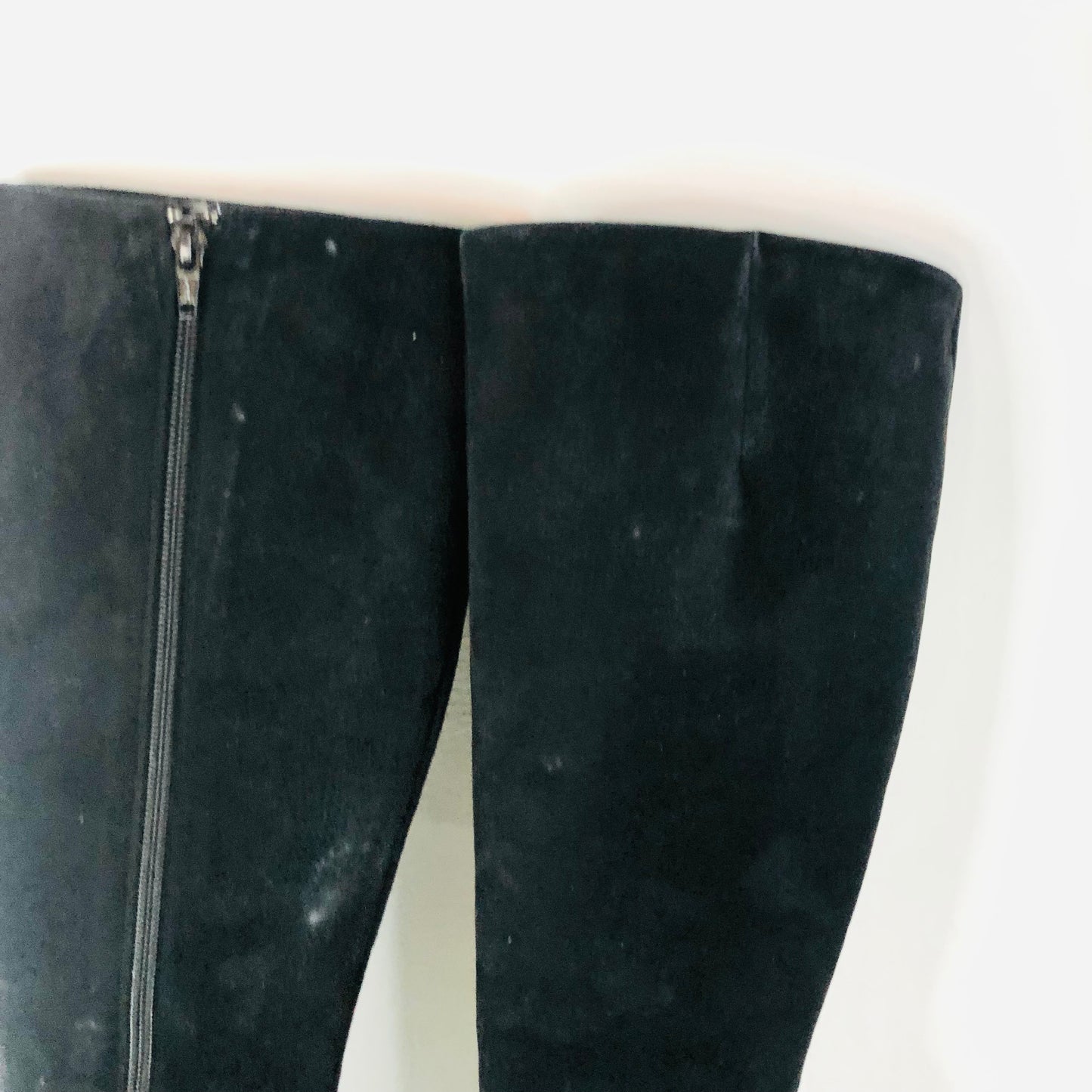 LK Bennett Black Suede Leather With Patent Snakeskin Knee Boots Size 38 (Uk 5)