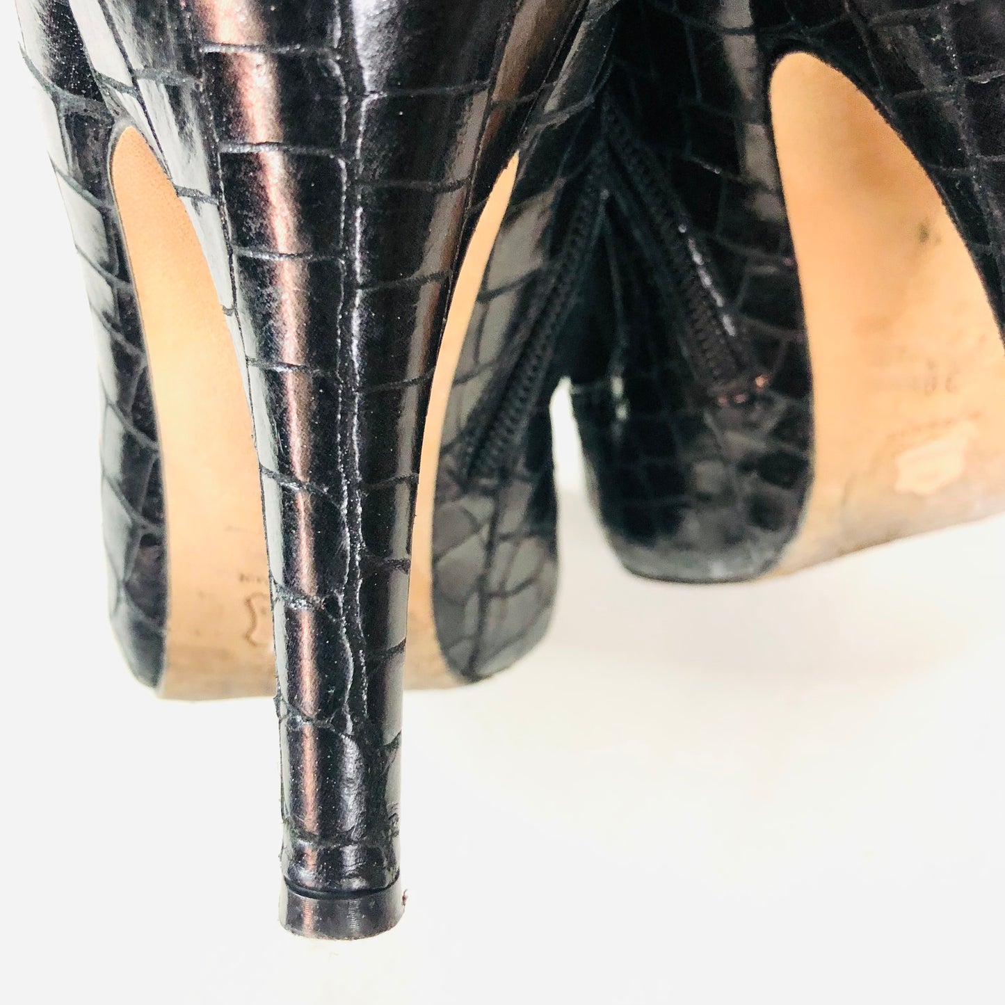 LK Bennett Black Suede Leather With Patent Snakeskin Knee Boots Size 38 (Uk 5)