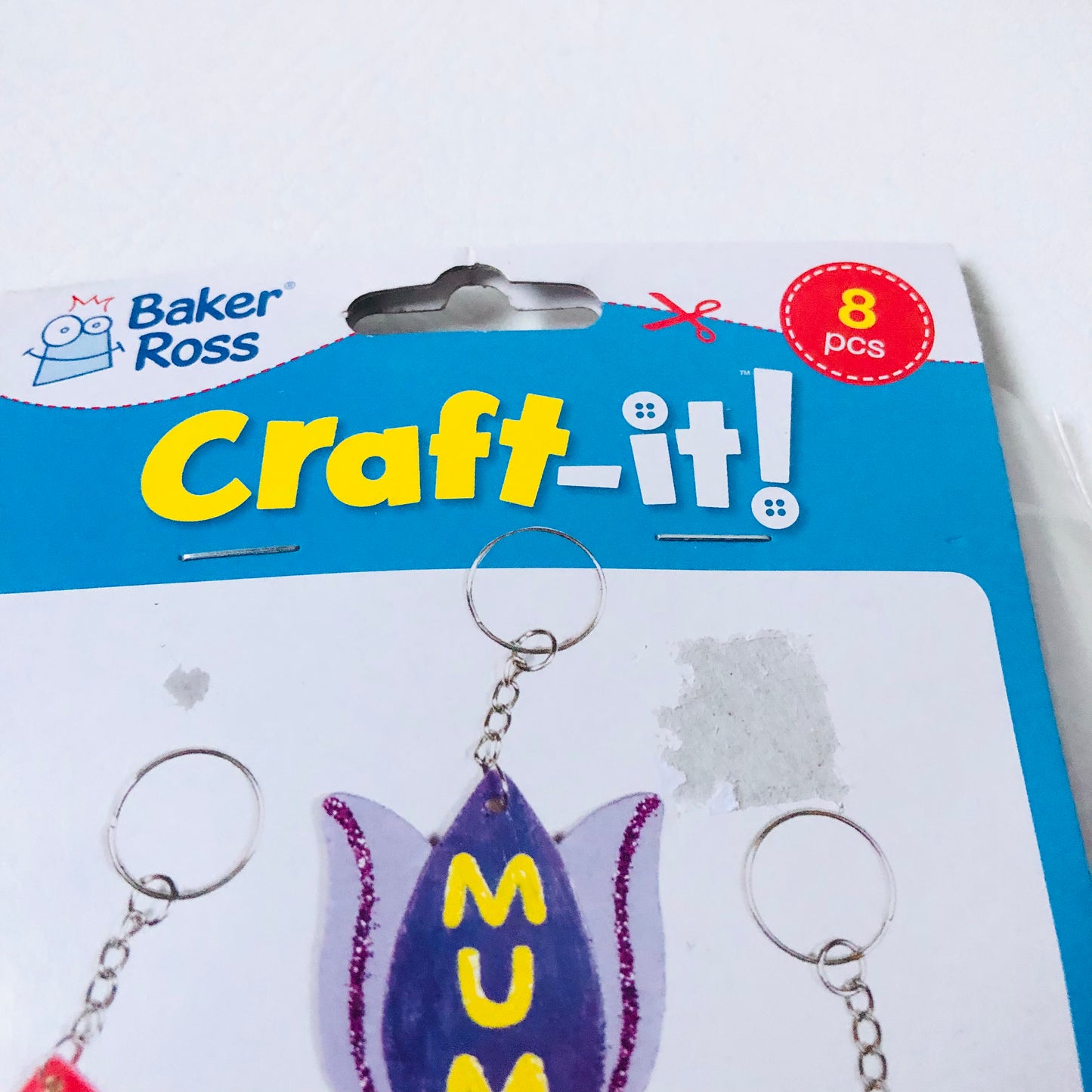 Baker Ross Craft-It! Flower Wooden Keyring 8 Piece DIY Kit NEW