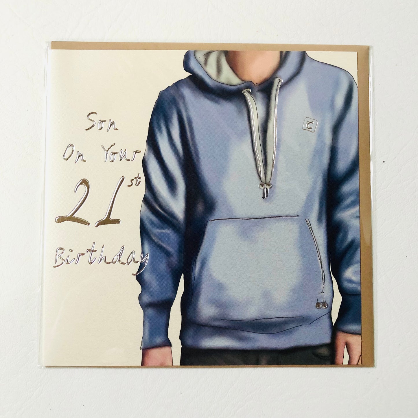 Son 21st Hoodie Happy Birthday Greeting Card Hand Finished Gem Detail UK Made