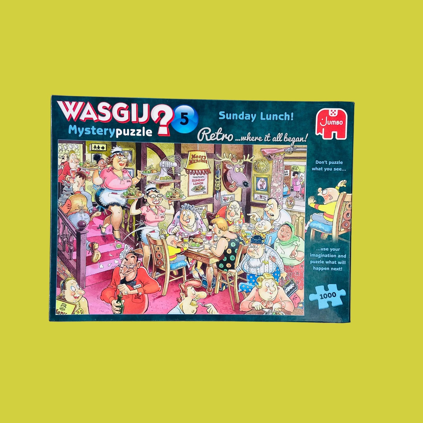 Jumbo WASGIJ | No.5 Mystery | Sunday Lunch | 1000 Piece Jigsaw Puzzle | 100% Complete