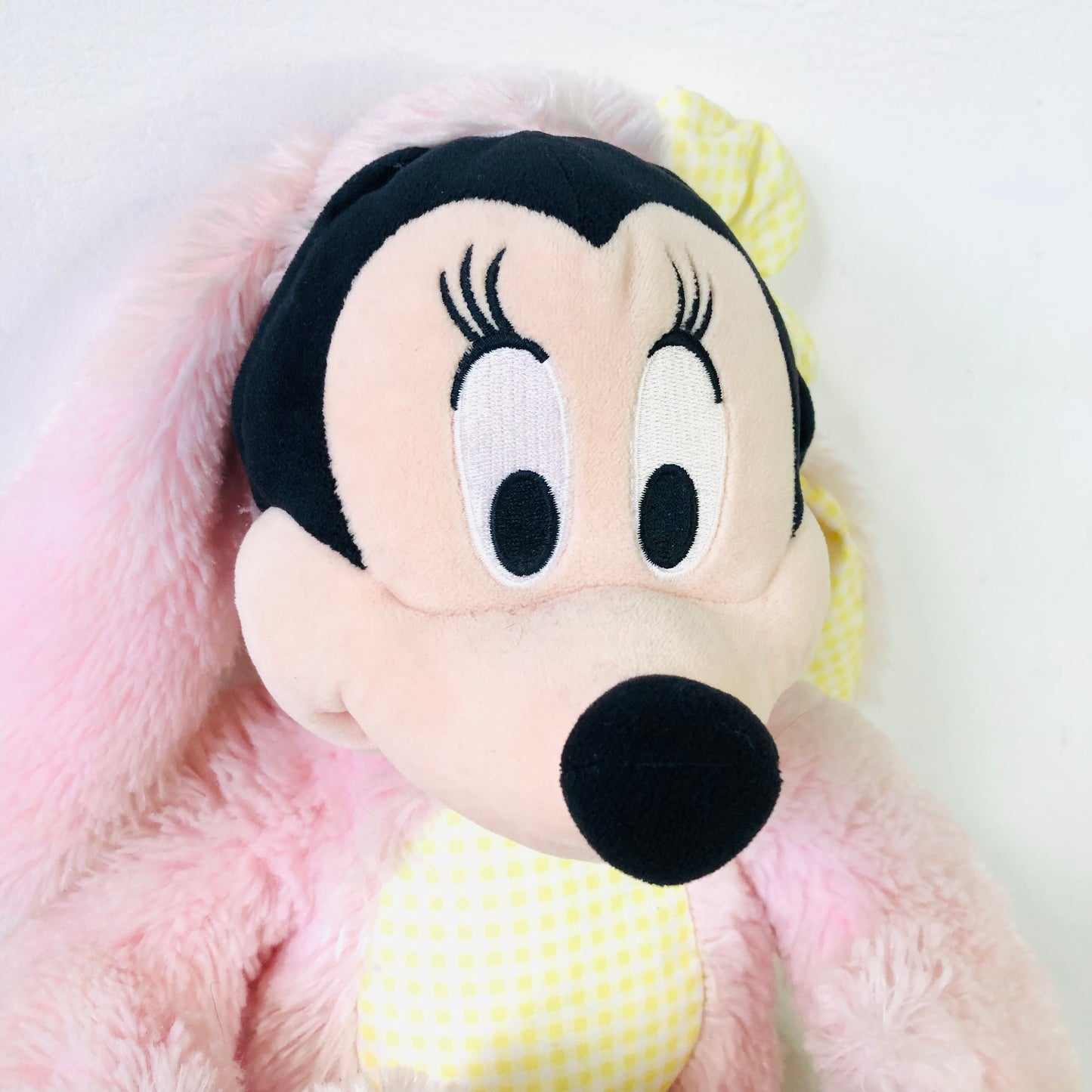 Disney Store Minnie Mouse Easter Bunny Costume Plush Pink & Yellow Gingham Toy