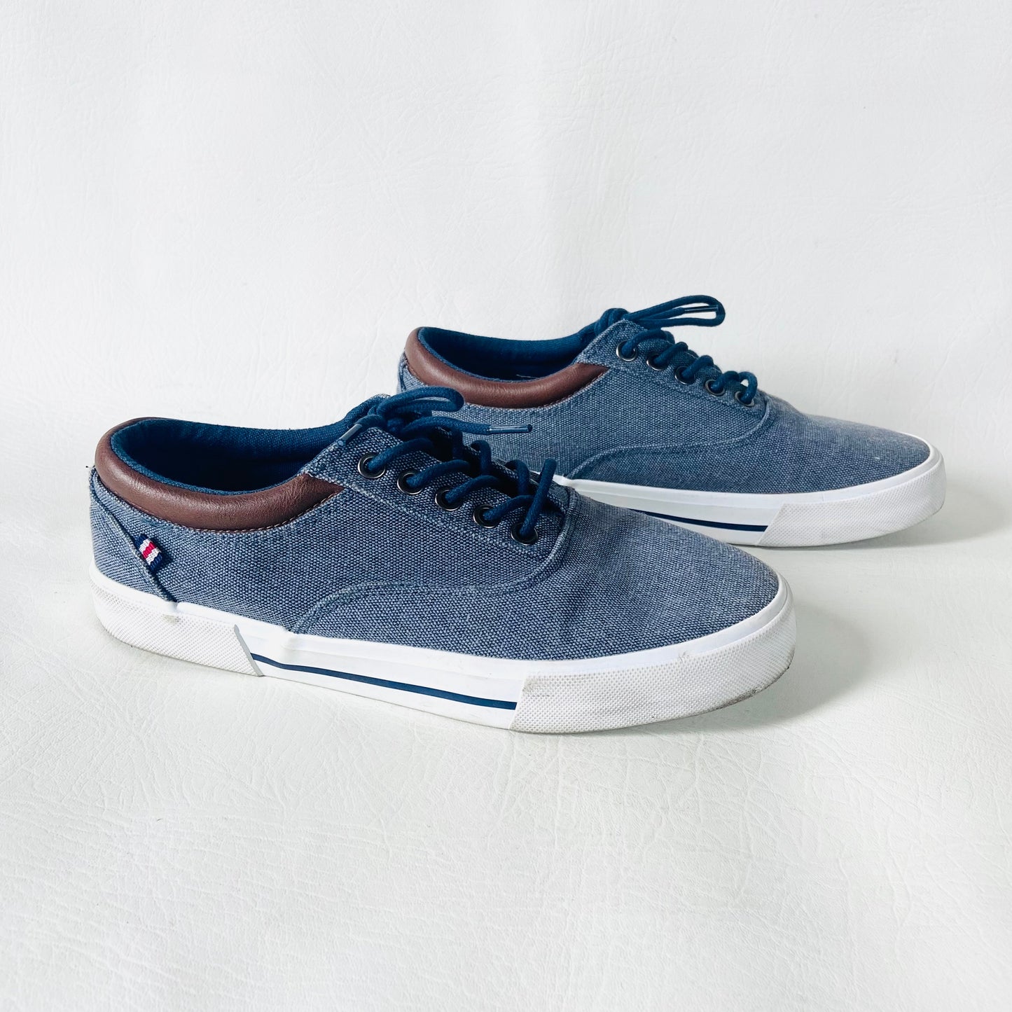 Pier One | Blue & Brown | Mens Textile Canvas Sneaker Shoes Trainers | Size 5 (38)