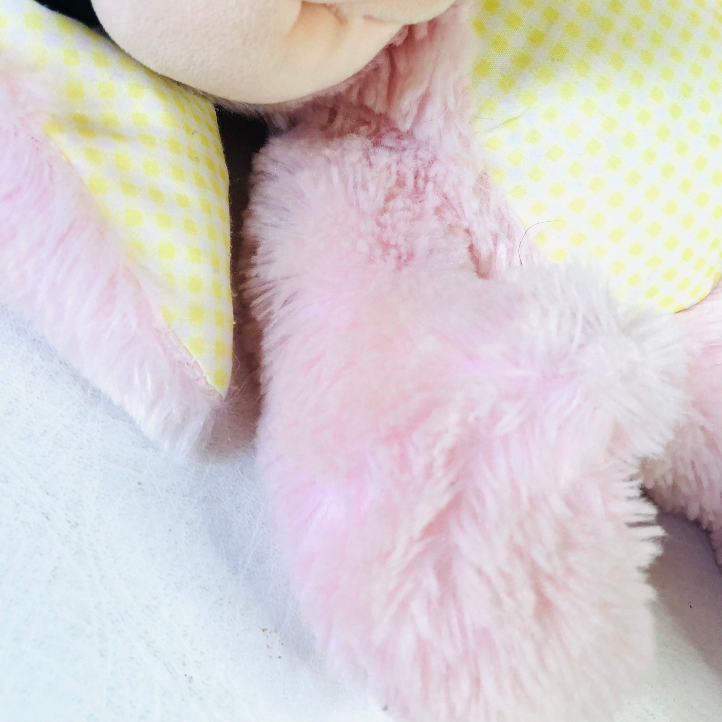 Disney Store Minnie Mouse Easter Bunny Costume Plush Pink & Yellow Gingham Toy
