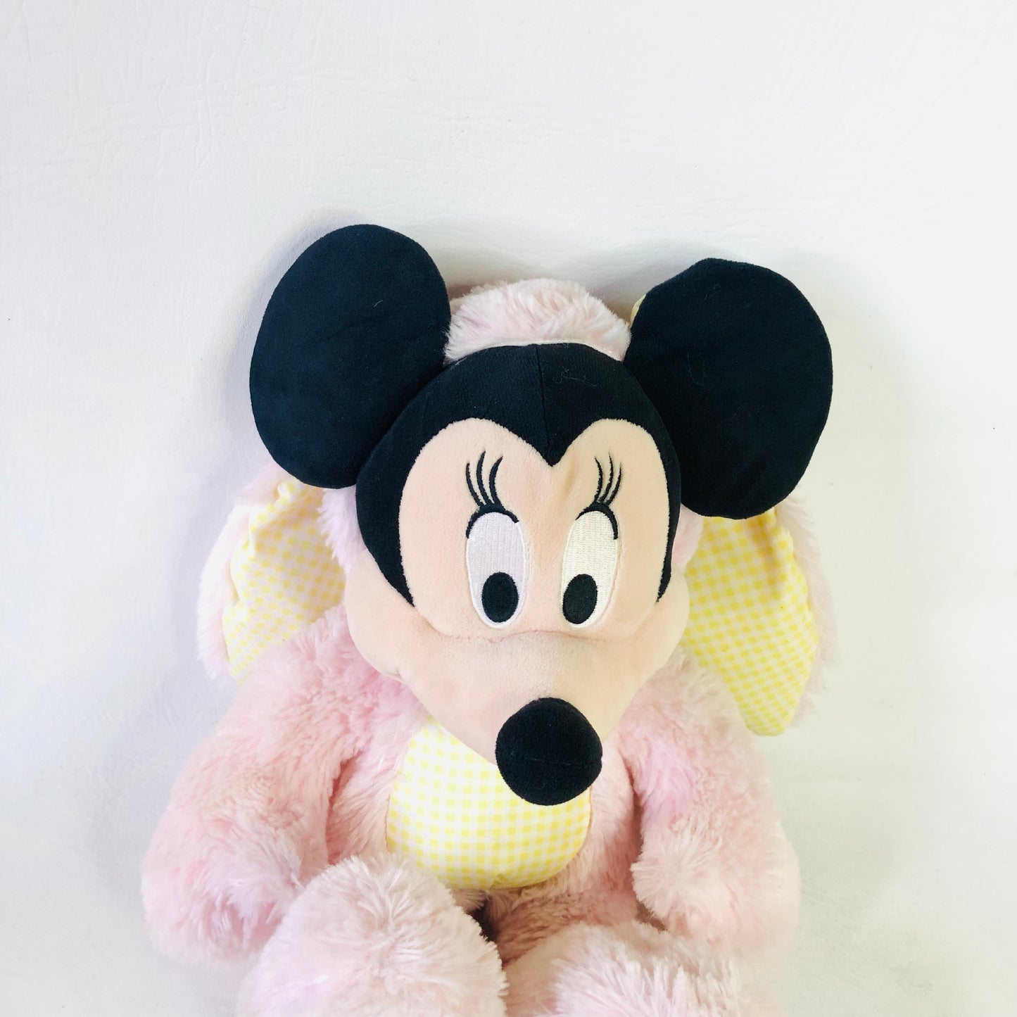 Disney Store Minnie Mouse Easter Bunny Costume Plush Pink & Yellow Gingham Toy