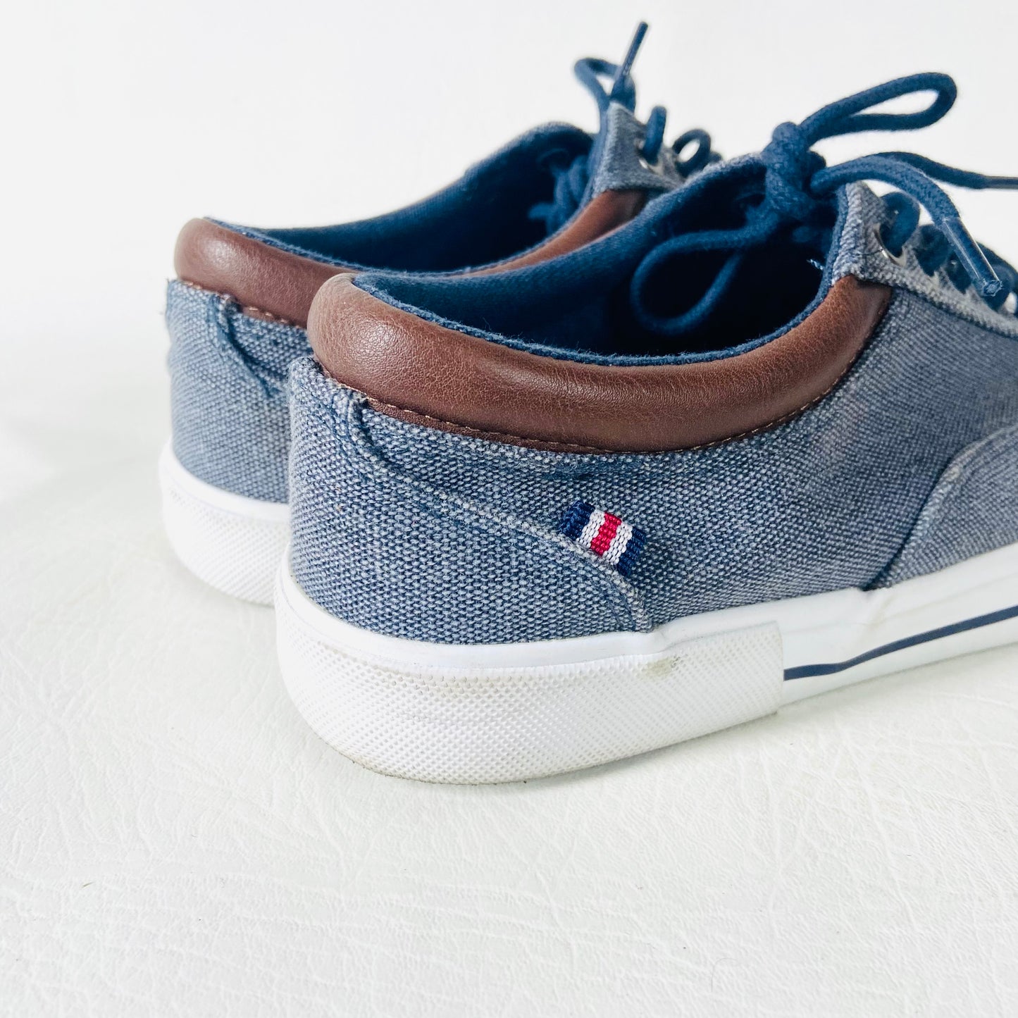 Pier One | Blue & Brown | Mens Textile Canvas Sneaker Shoes Trainers | Size 5 (38)