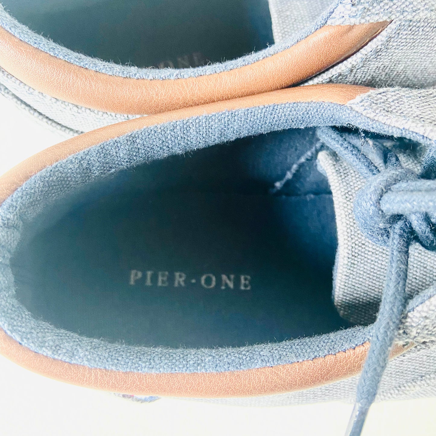 Pier One | Blue & Brown | Mens Textile Canvas Sneaker Shoes Trainers | Size 5 (38)