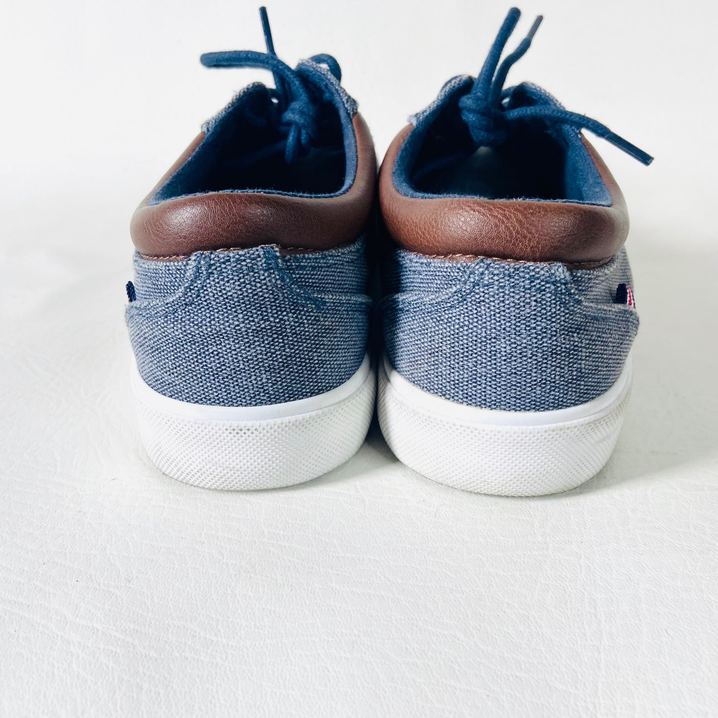 Pier One | Blue & Brown | Mens Textile Canvas Sneaker Shoes Trainers | Size 5 (38)