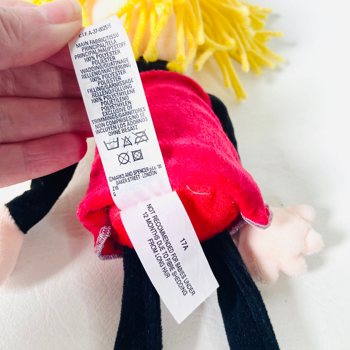 St Michael (Marks & Spencer) | 11"/ 28cm | Red Star Dress | Blond Female Ragdoll | 1995 Vintage Y2K