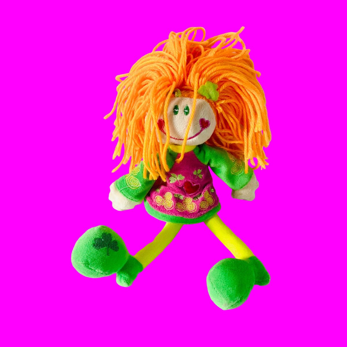 John Hinde LTD | Ginger Girl Soft Doll Plush | Irish Dancer | Pink & Green |10" | Retro Y2K